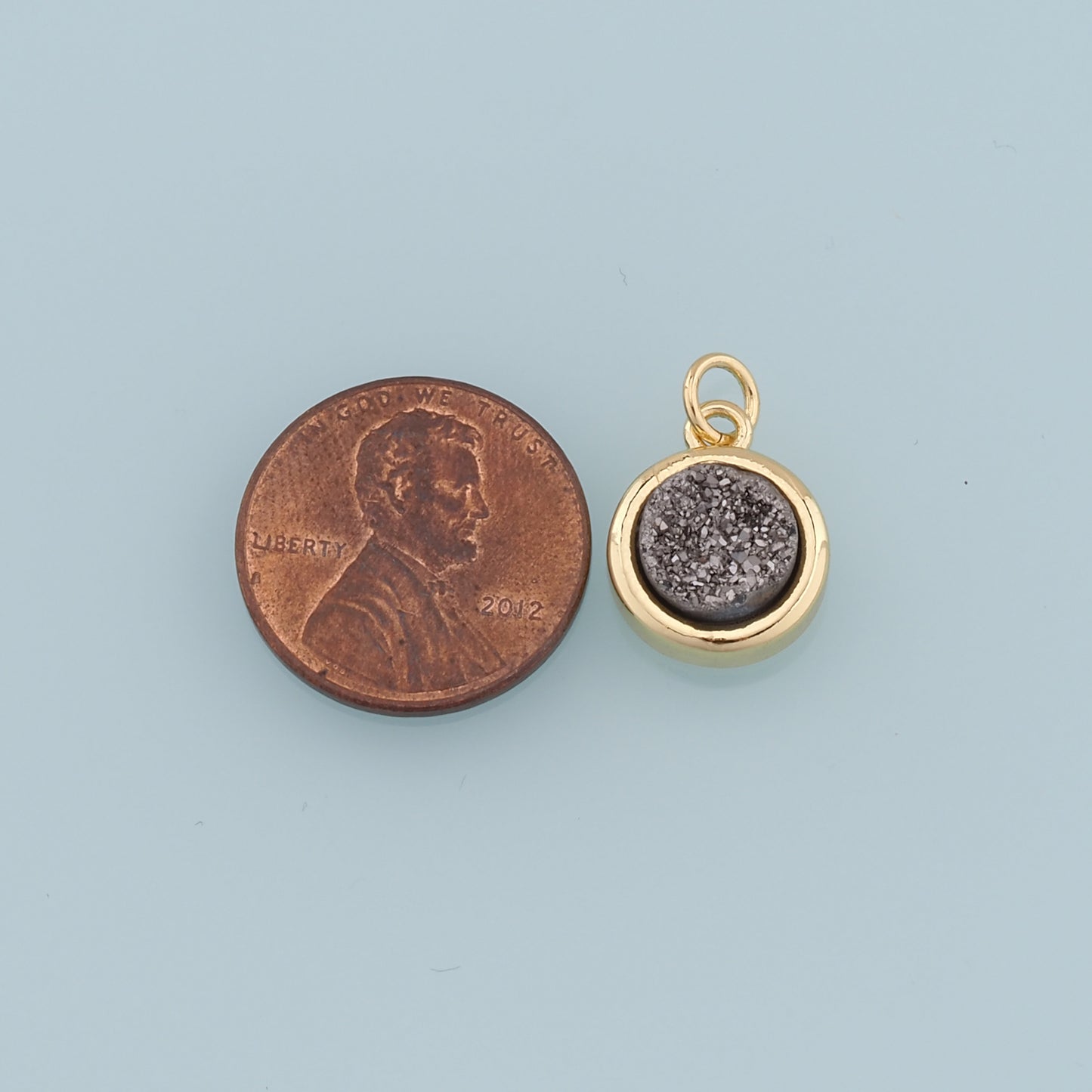 Gold Round Gem Charms,18K Gold Filled Round Pendant,Gem Charm Bracelet Necklace for DIY Jewelry Making Supply
