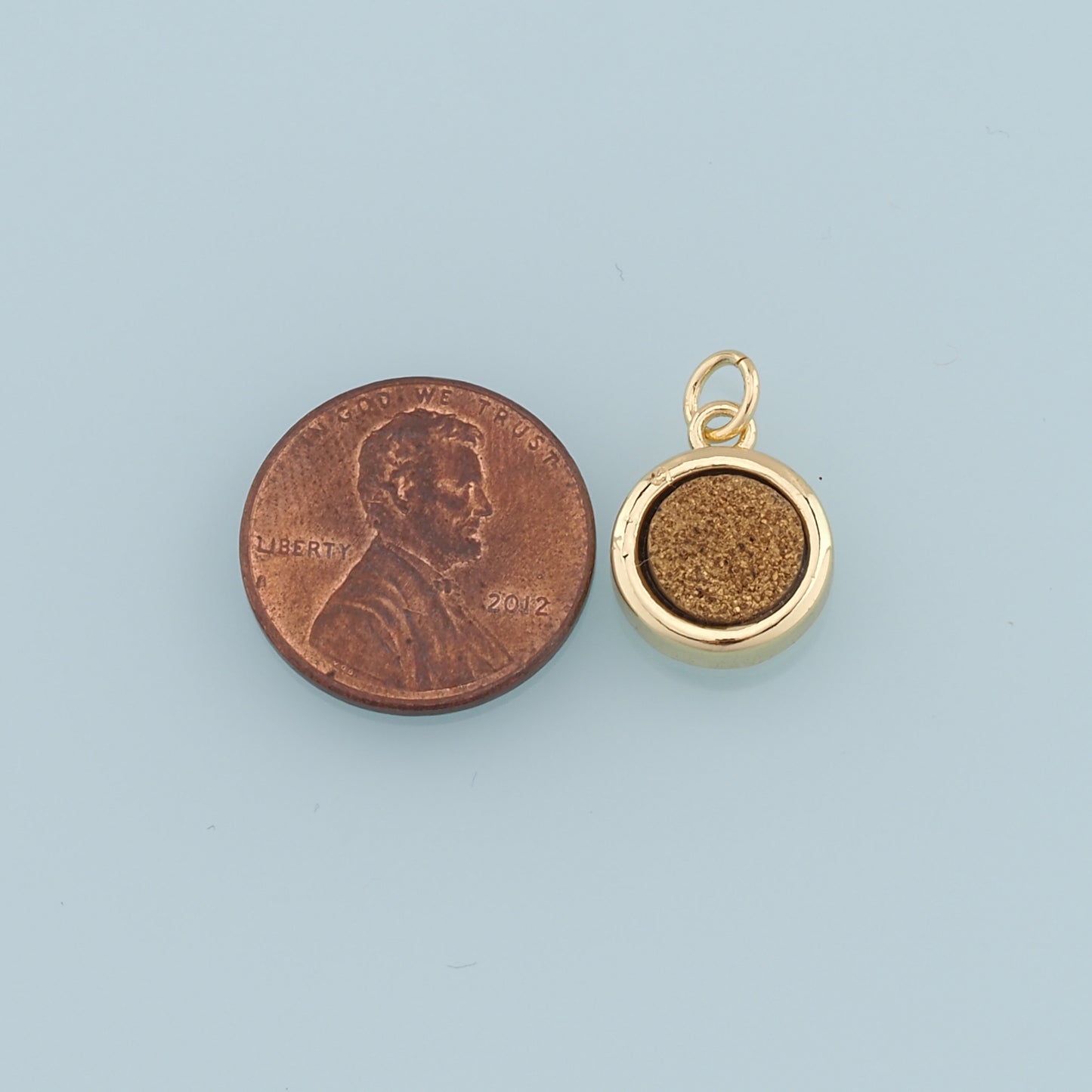 Gold Round Gem Charms,18K Gold Filled Round Pendant,Gem Charm Bracelet Necklace for DIY Jewelry Making Supply