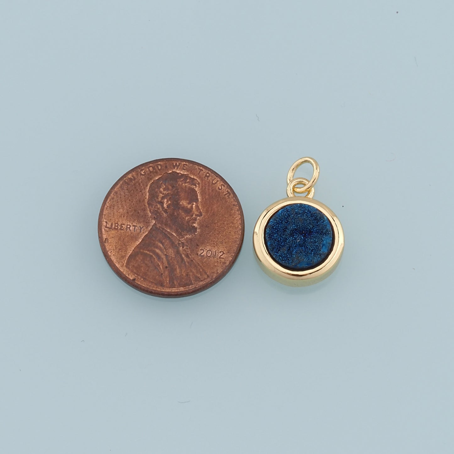 Gold Round Gem Charms,18K Gold Filled Round Pendant,Gem Charm Bracelet Necklace for DIY Jewelry Making Supply