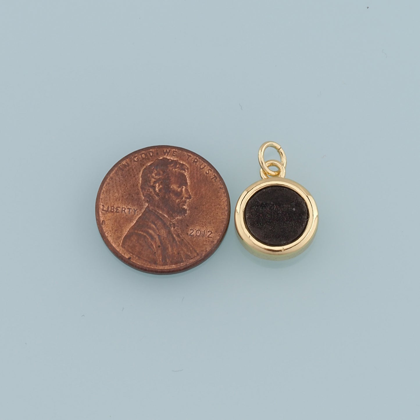 Gold Round Gem Charms,18K Gold Filled Round Pendant,Gem Charm Bracelet Necklace for DIY Jewelry Making Supply