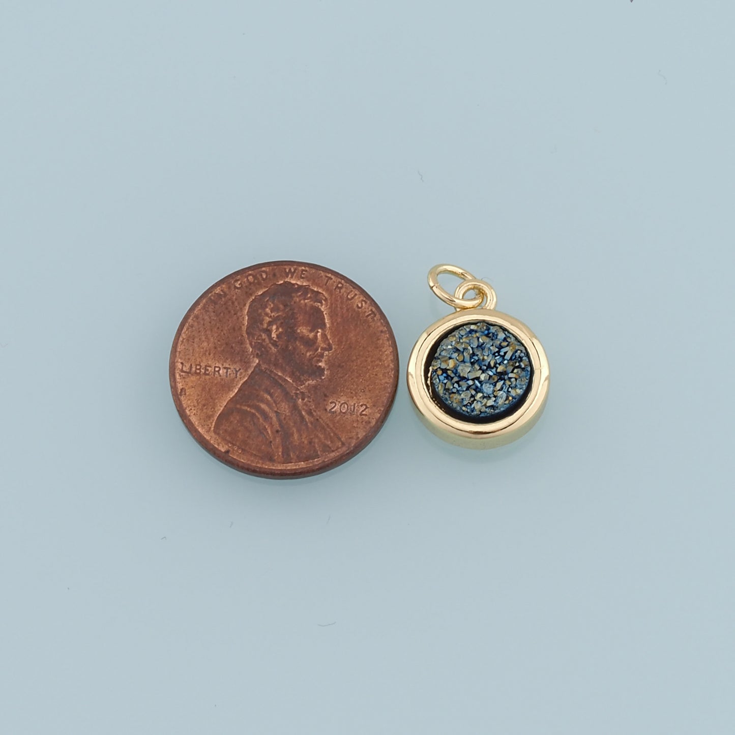 Gold Round Gem Charms,18K Gold Filled Round Pendant,Gem Charm Bracelet Necklace for DIY Jewelry Making Supply