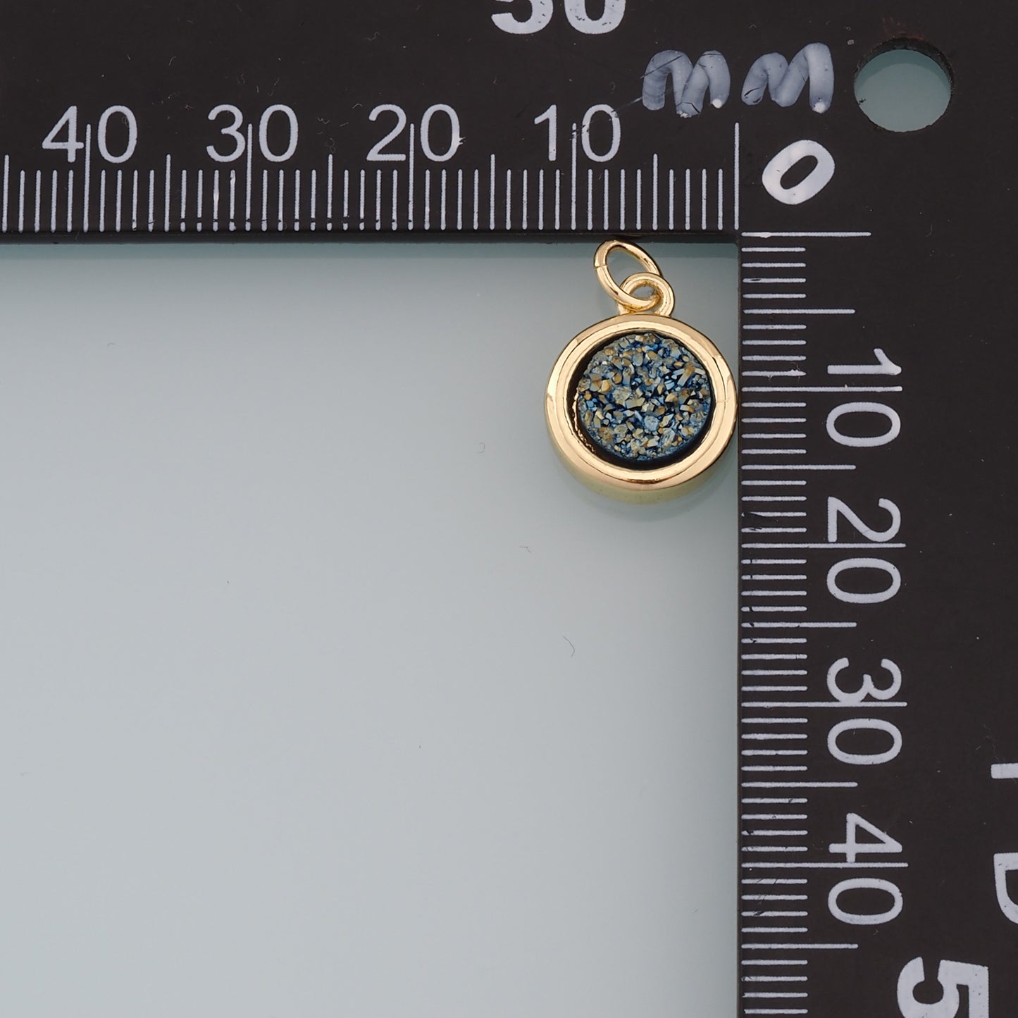 Gold Round Gem Charms,18K Gold Filled Round Pendant,Gem Charm Bracelet Necklace for DIY Jewelry Making Supply