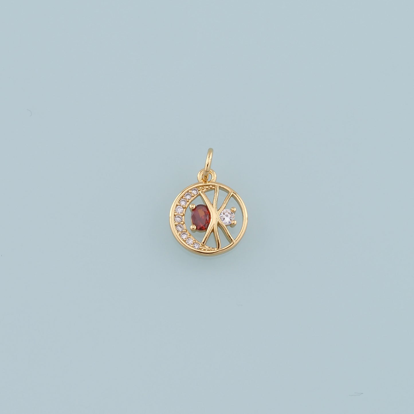 Gold Moon Charms,18K Gold Filled Moon Pendant,CZ Micro Pave Star Charm Bracelet Necklace for DIY Jewelry Making Supply