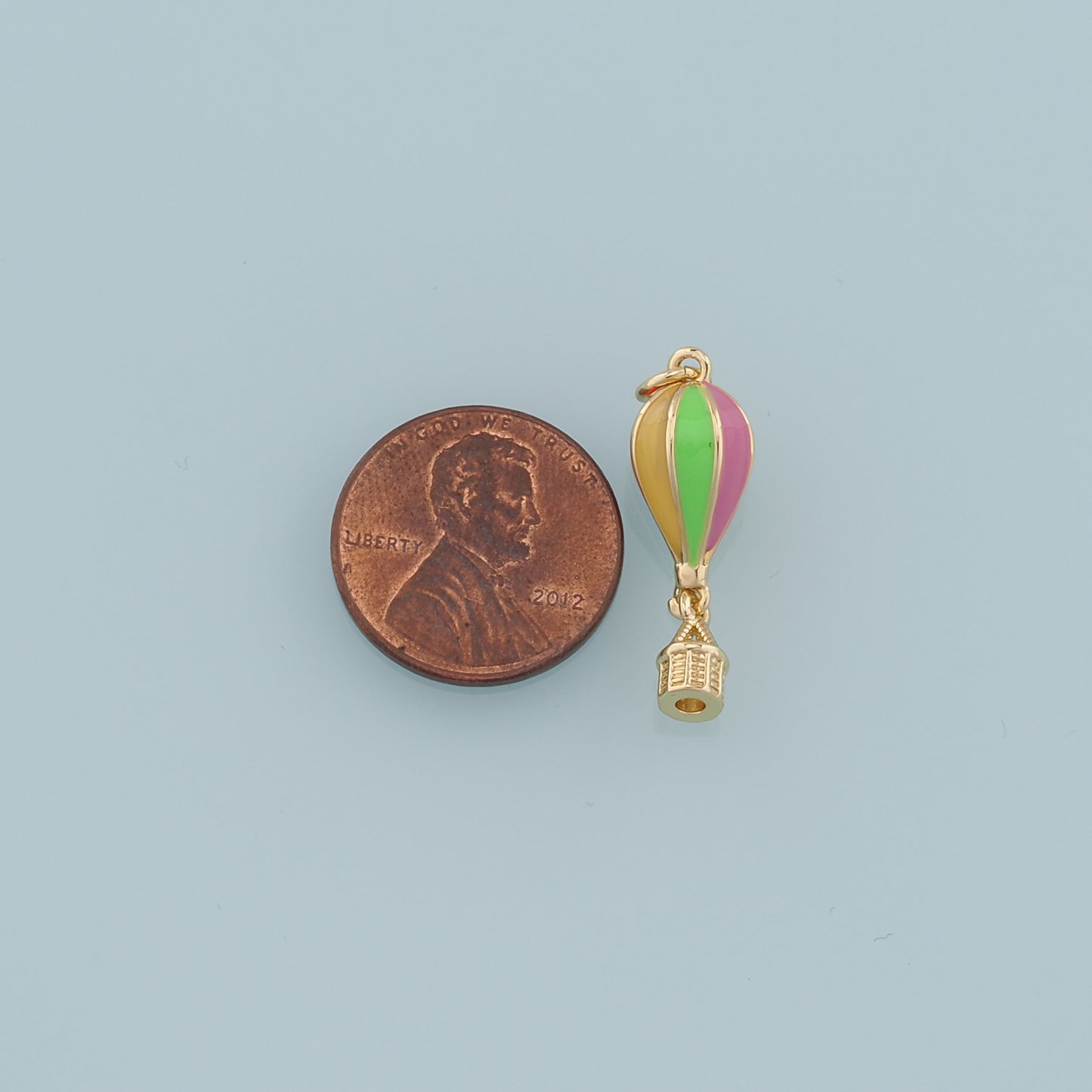 18K Gold Filled Hot air balloon Pendant,Enamel Hot air balloon Charm Bracelet Necklace for DIY Jewelry Making Supply