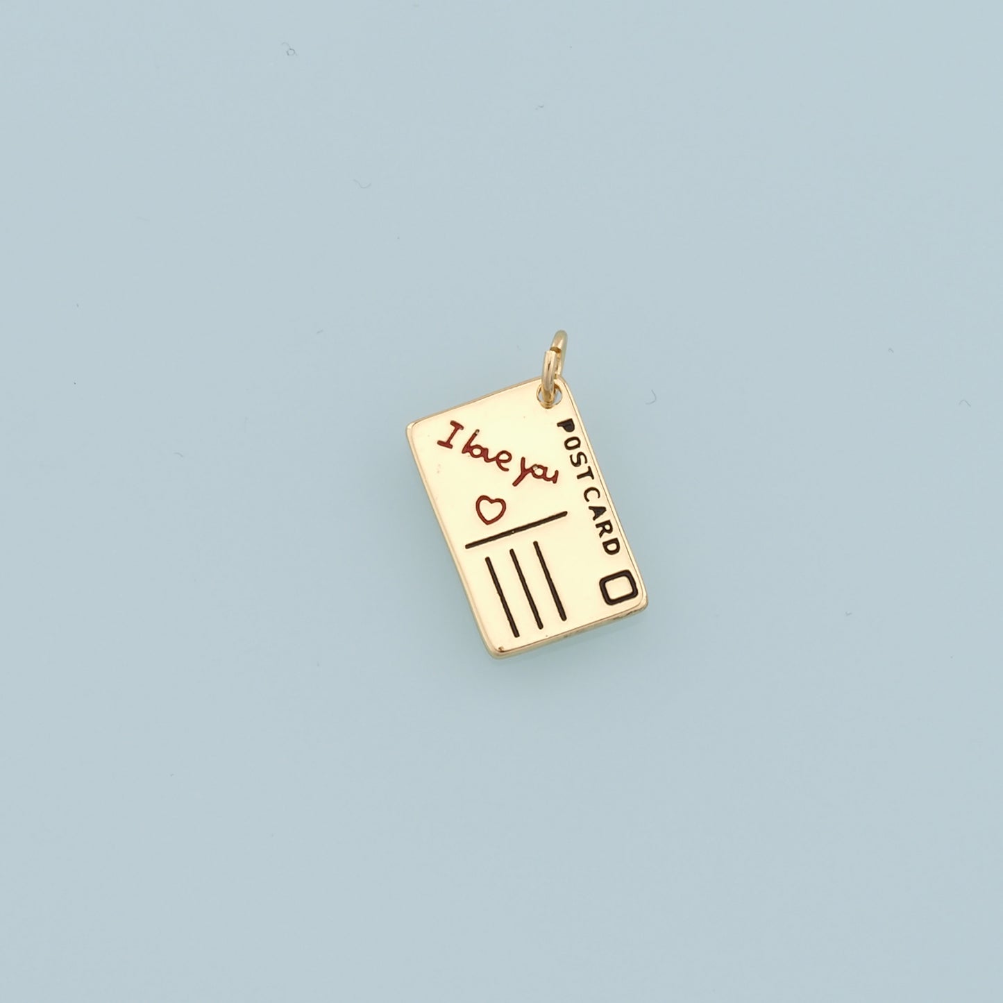 18K Gold Filled Postcard Pendant,Postcard Charm Bracelet Necklace for DIY Jewelry Making Supply