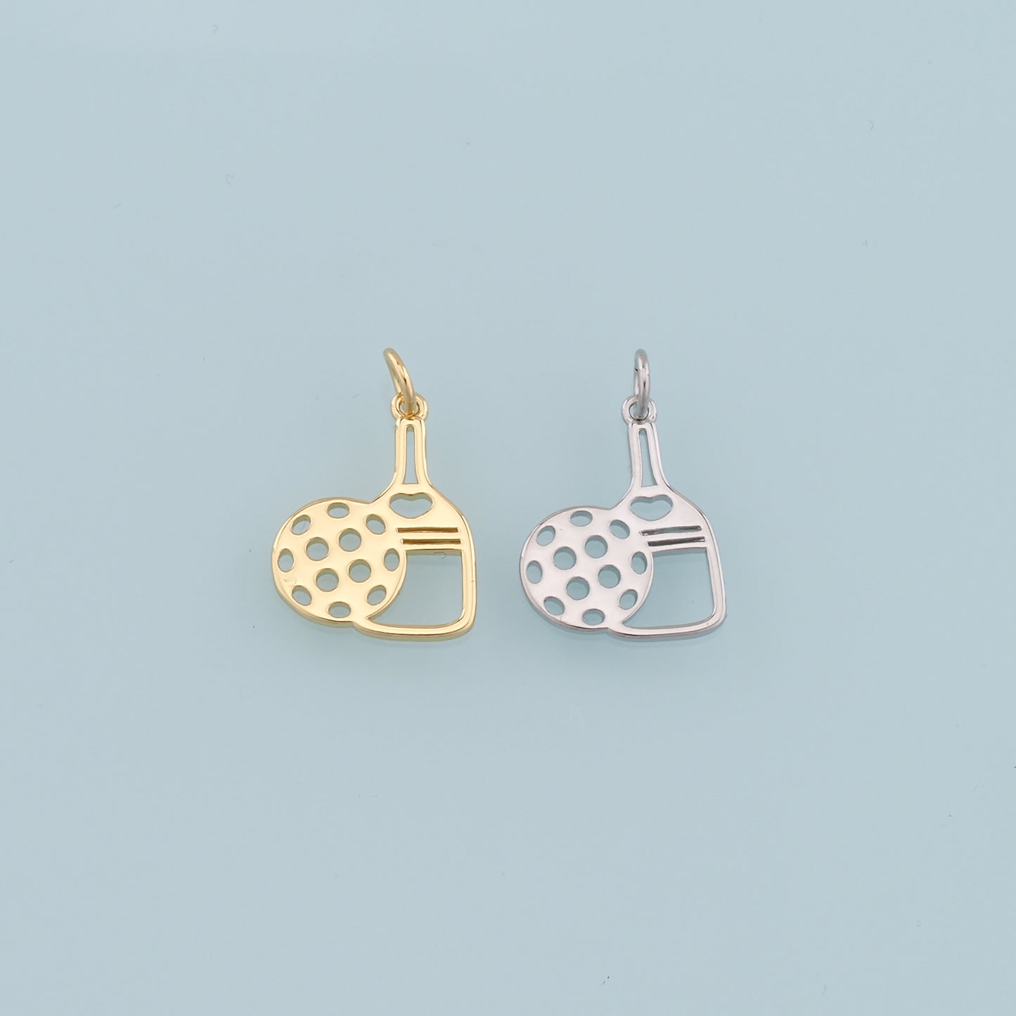 Gold Pickle Ball Charms,18K Gold Filled pickle ball Pendant,Sports Racket Charm Bracelet Necklace for DIY Jewelry Making Supply