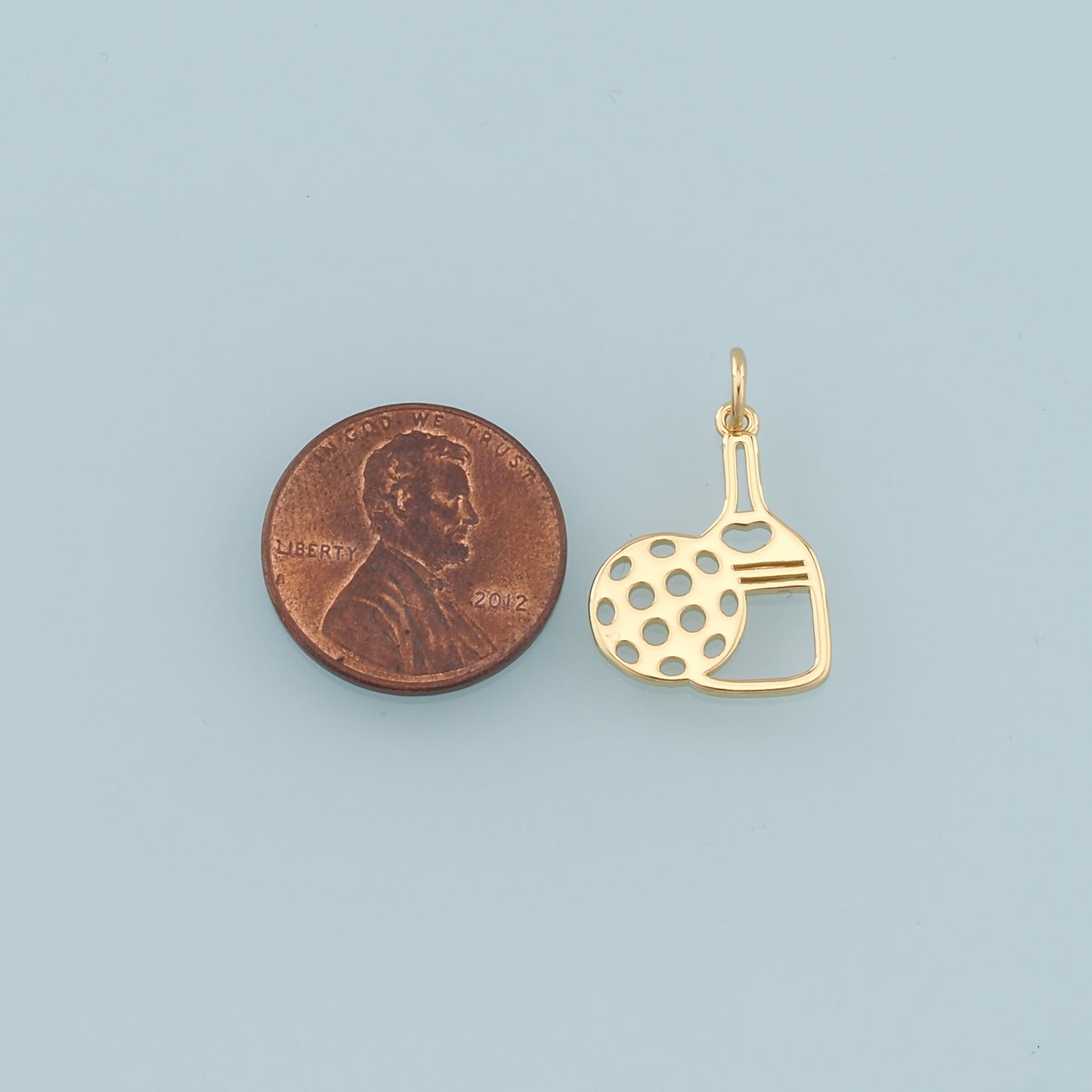 Gold Pickle Ball Charms,18K Gold Filled pickle ball Pendant,Sports Racket Charm Bracelet Necklace for DIY Jewelry Making Supply