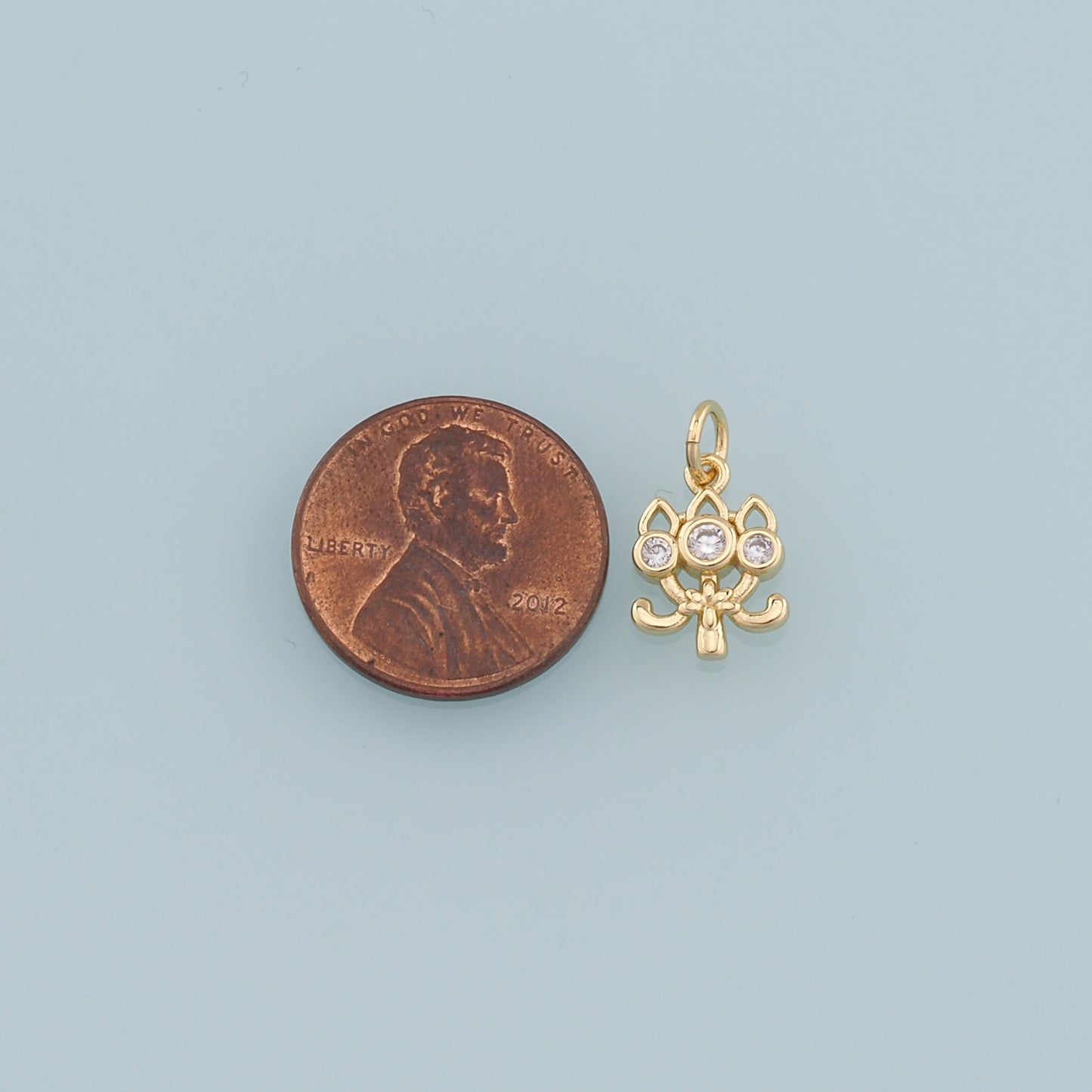 Gold Lotus Charms,18K Gold Filled Lotus Pendant,CZ Lotus Charm Bracelet Necklace for DIY Jewelry Making Supply