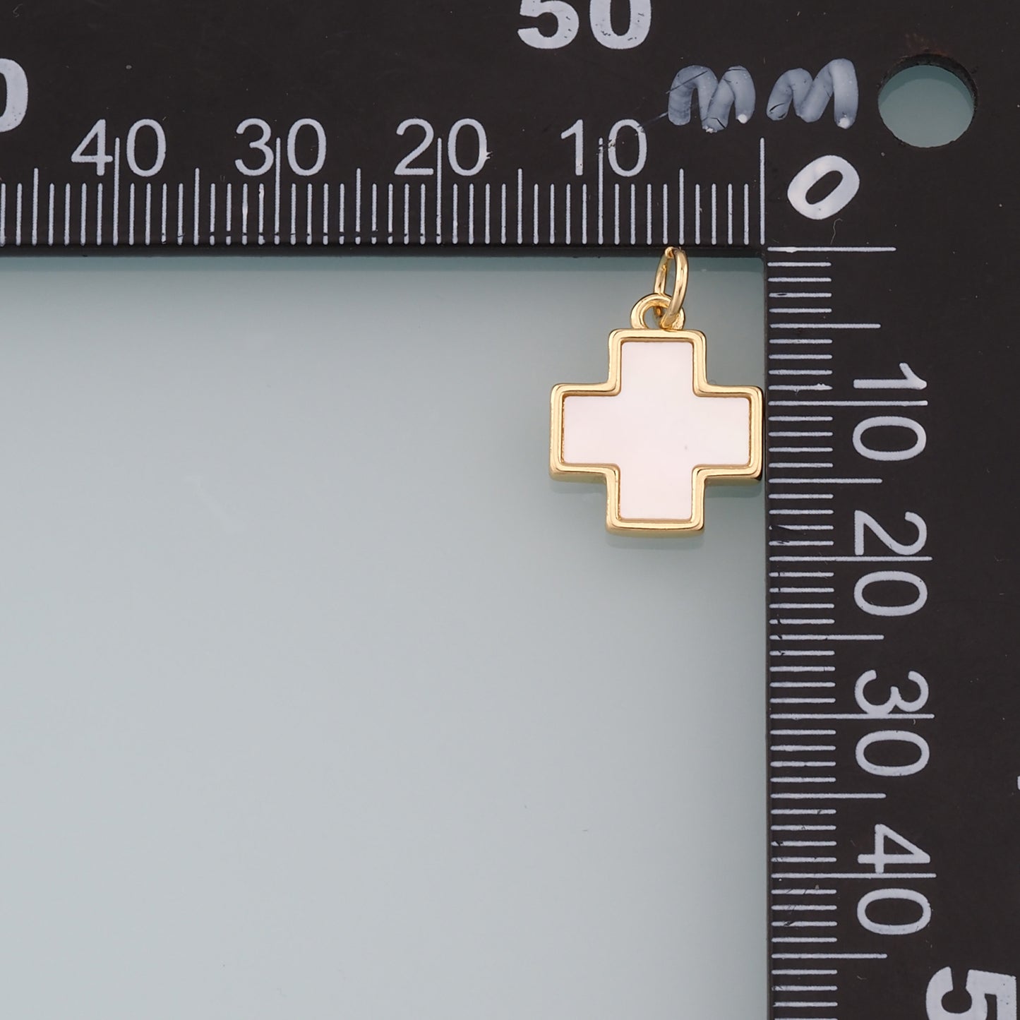 Gold Cross Charms,18K Gold Filled Cross Pendant,Shell Cross Charm Bracelet Necklace for DIY Jewelry Making Supply
