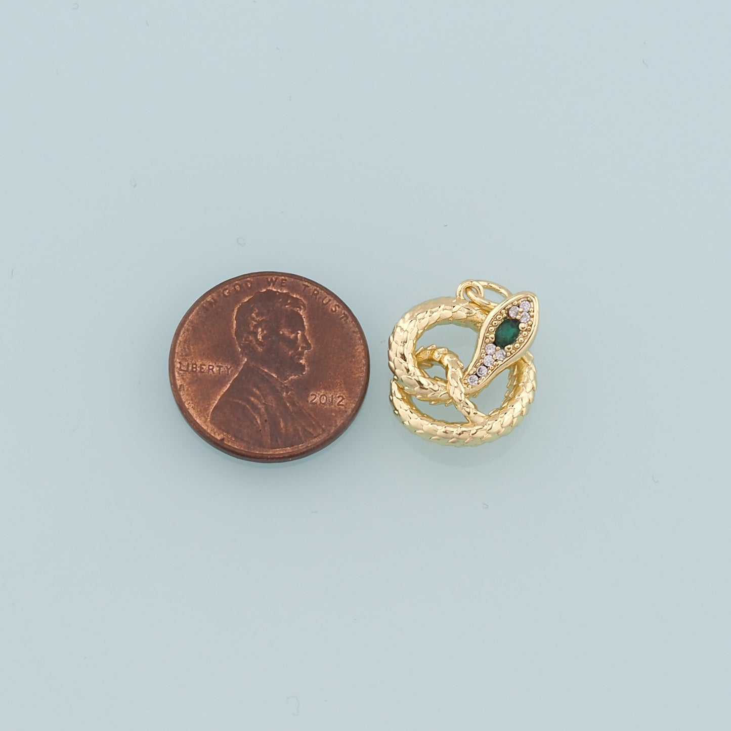 18K Gold Filled Snake Pendant,CZ Micro Pave Snake Charm Bracelet Necklace for DIY Jewelry Making Supply