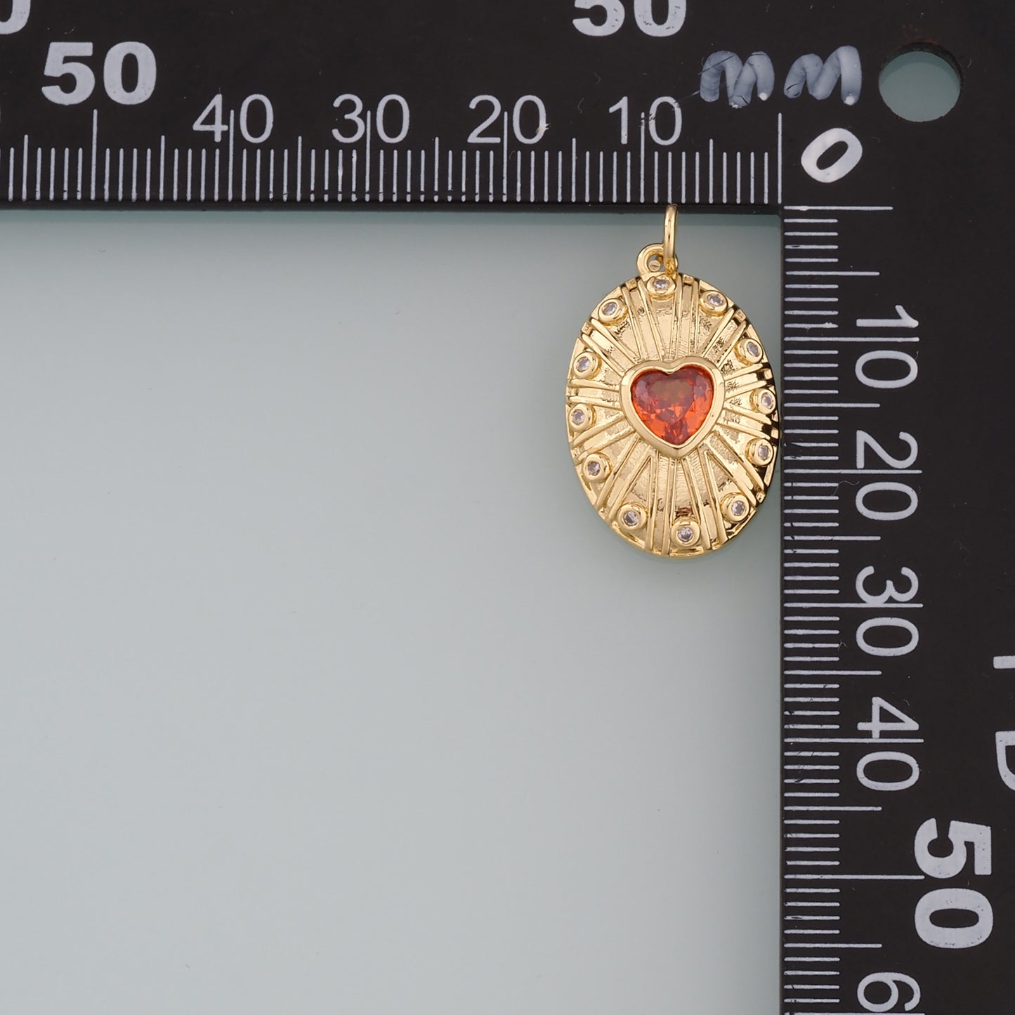 18K Gold Filled Oval Heart Pendant,CZ Micro Pave Heart Charm Bracelet Necklace for DIY Jewelry Making Supply
