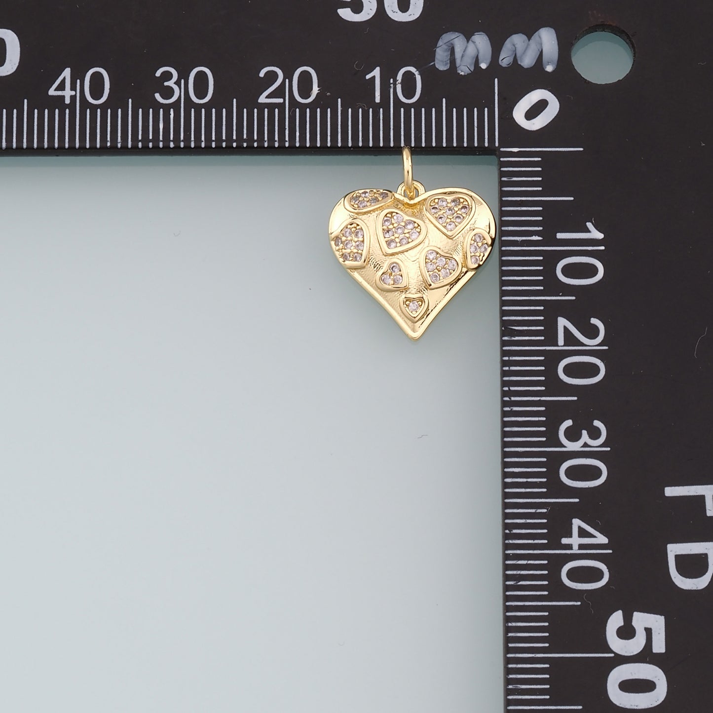 18K Gold Filled Heart Pendant,CZ Micro Pave Heart Charm Bracelet Necklace for DIY Jewelry Making Supply