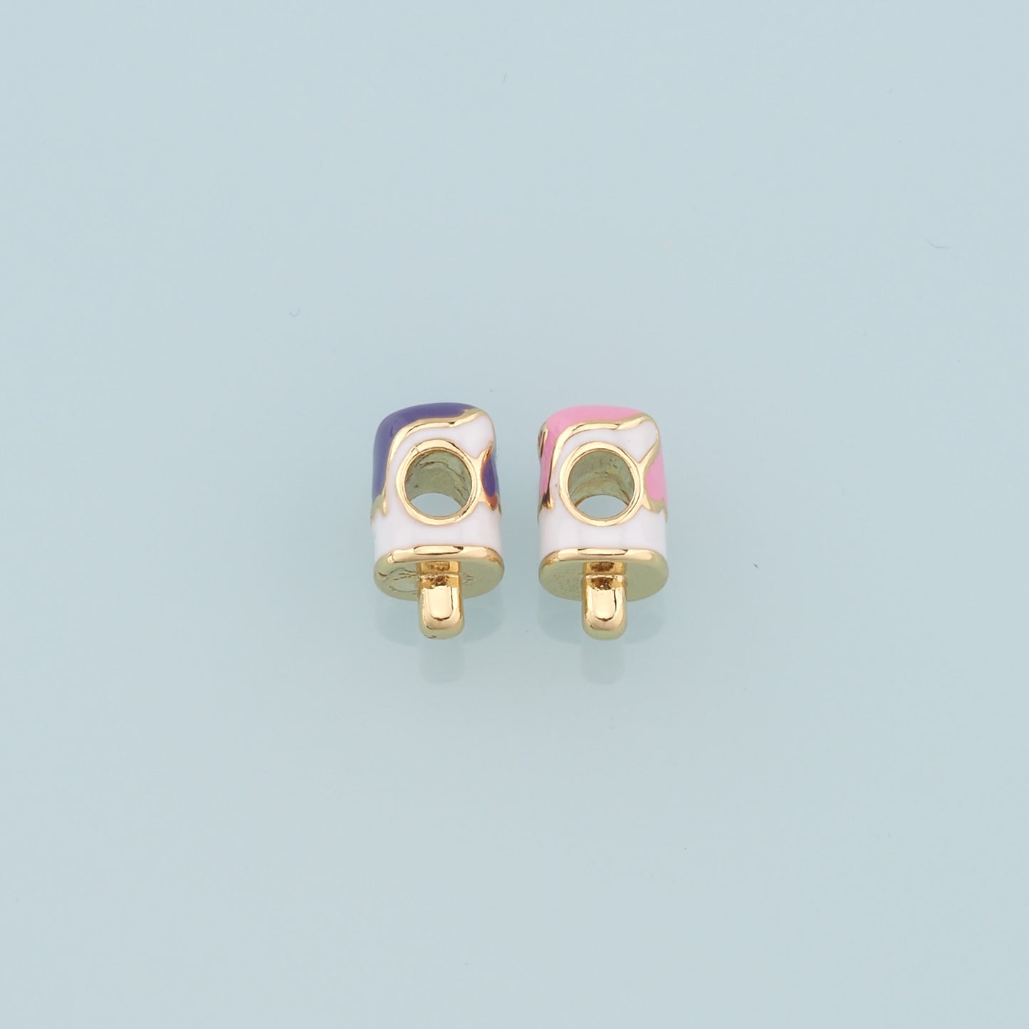 Gold Ice Cream Beads Charms,18K Gold Filled Enamel Ice Cream spacer beads Bracelet Necklace for DIY Jewelry Making Supply