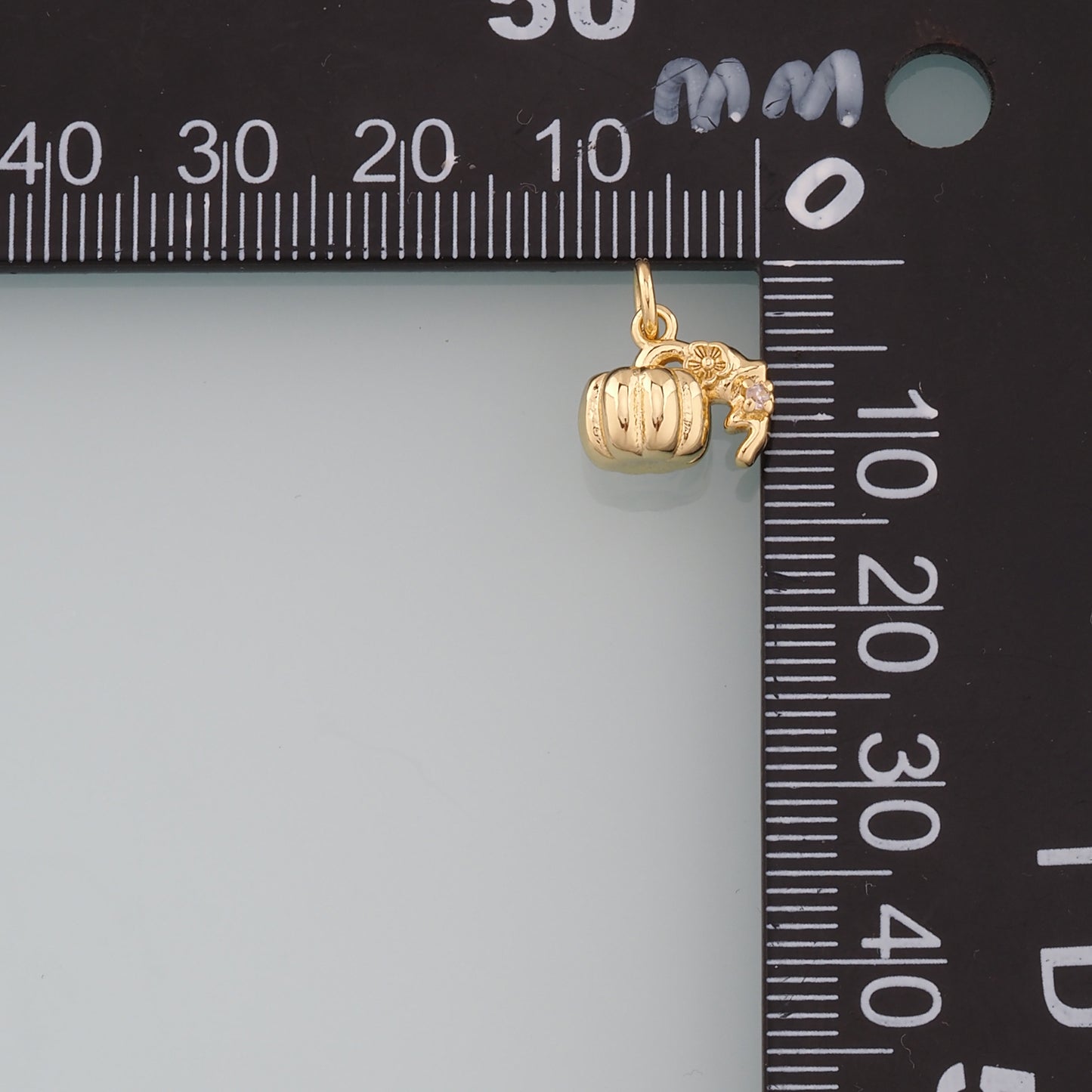 18K Gold Filled Pumpkin Pendant,CZ Halloween Charm Bracelet Necklace for DIY Jewelry Making Supply