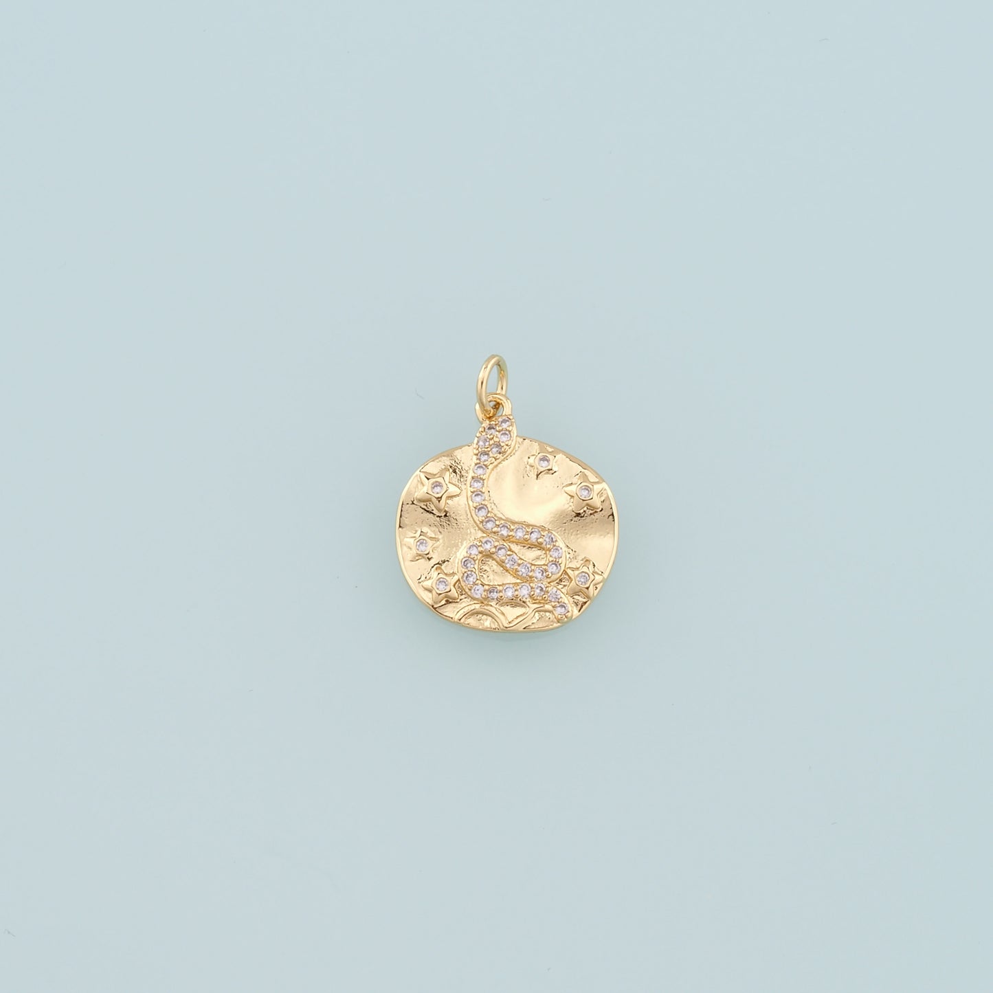 18K Gold Filled Snake Pendant,CZ Micro Pave Snake Charm Bracelet Necklace for DIY Jewelry Making Supply