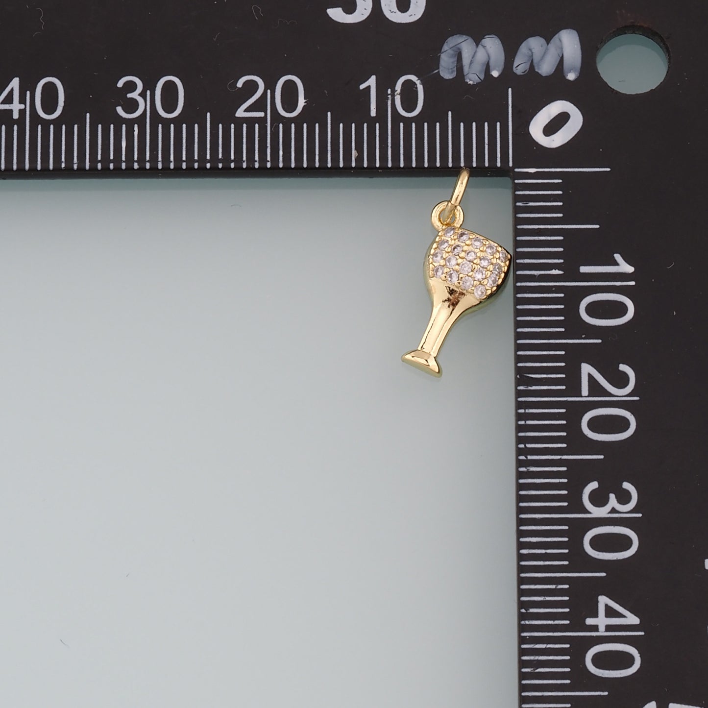 18K Gold Filled Wine Glass Pendant,CZ Micro Pave Wine Glass Charm Bracelet Necklace for DIY Jewelry Making Supply