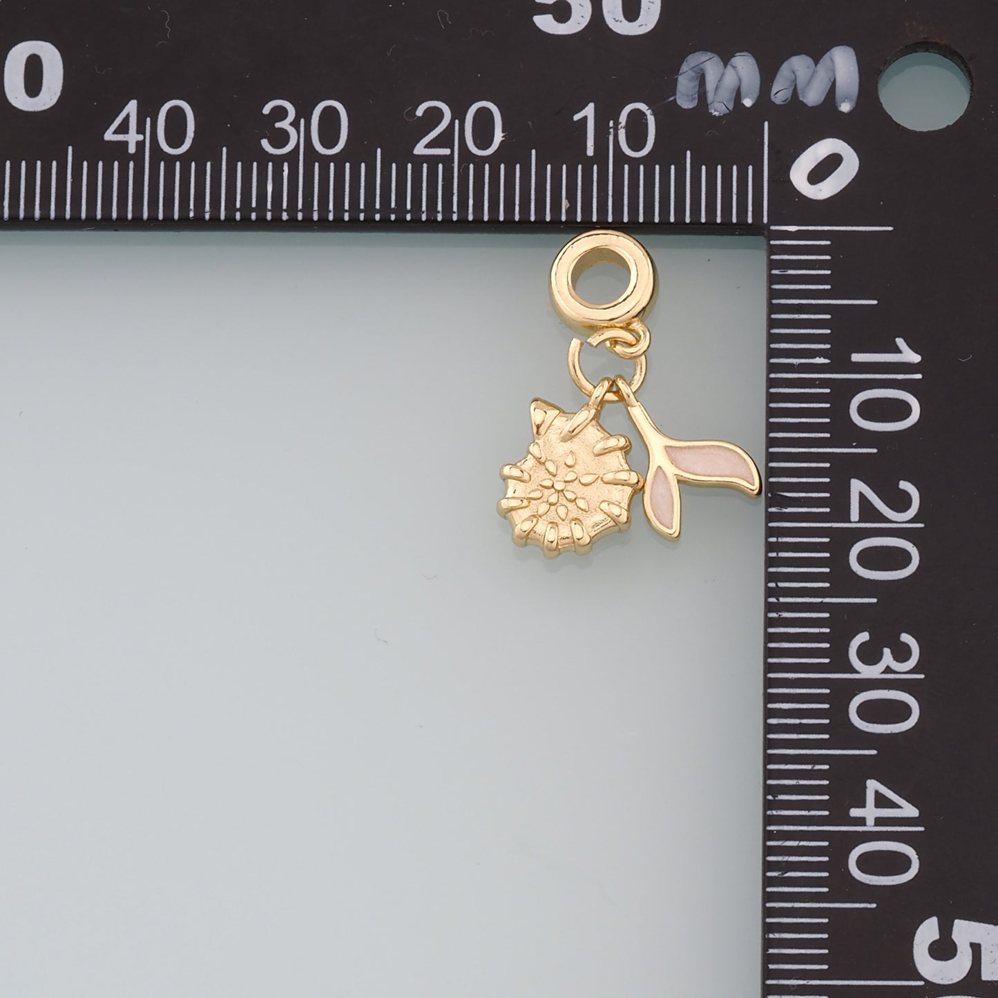 18K Gold Filled Conch Pendant,Enamel Mermaid Tail Charm Bracelet Necklace for DIY Jewelry Making Supply