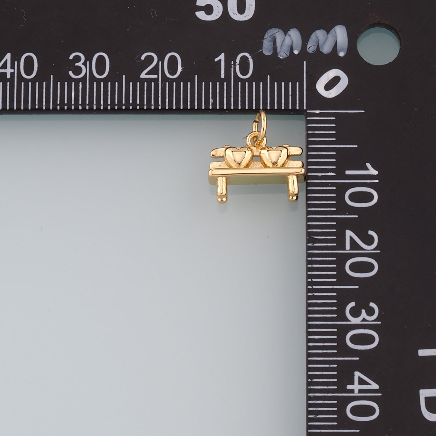 18K Gold Filled Heart Bench Pendant,Dainty Bench Charm Bracelet Necklace for DIY Jewelry Making Supply