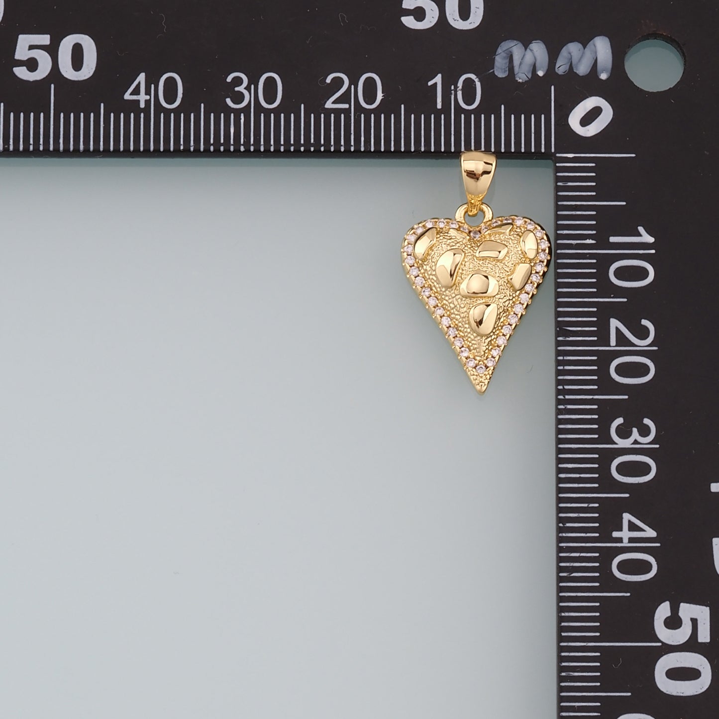 18K Gold Filled Heart Pendant,CZ Micro Pave Heart Charm Bracelet Necklace for DIY Jewelry Making Supply