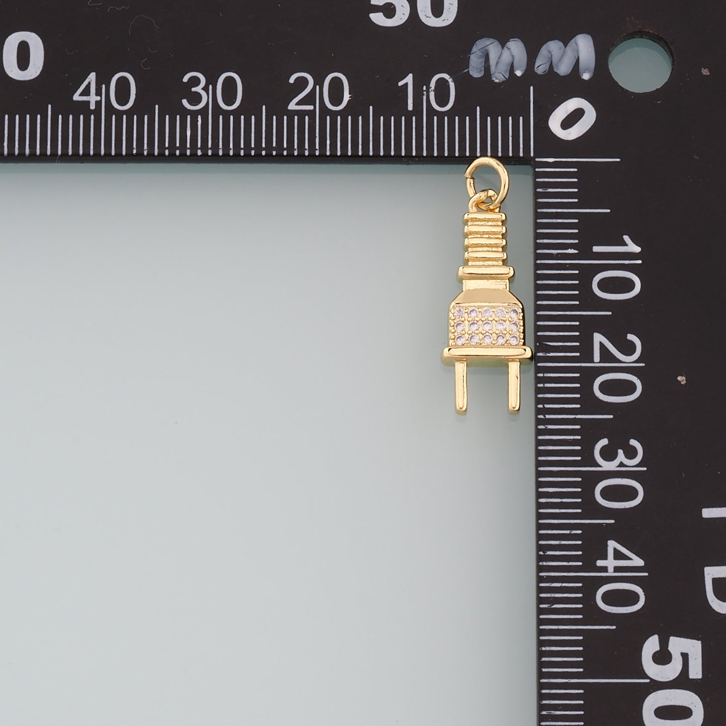 18K Gold Filled Plug Pendant,CZ Micro Pave Plug Charm Bracelet Necklace for DIY Jewelry Making Supply