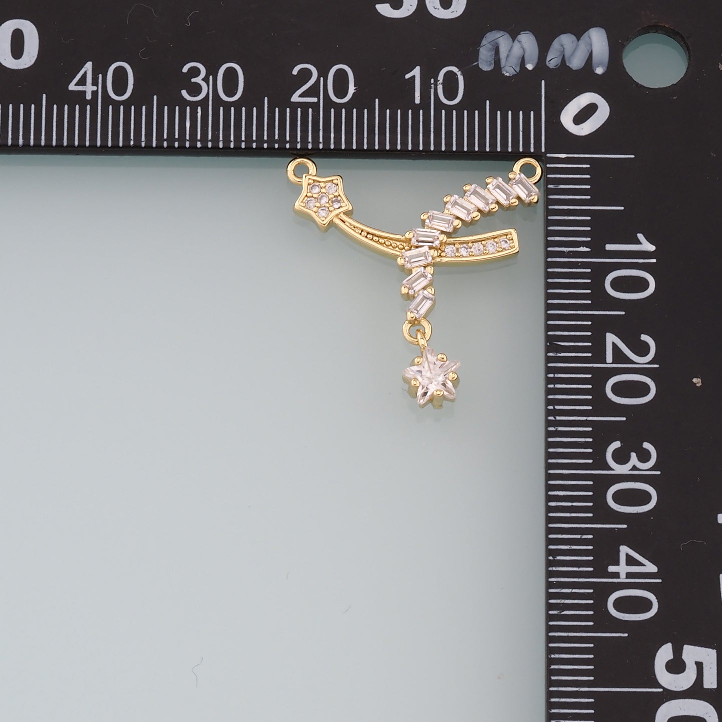 18K Gold Filled Star Pendant,CZ Micro Pave Meteor Charm Bracelet Necklace for DIY Jewelry Making Supply