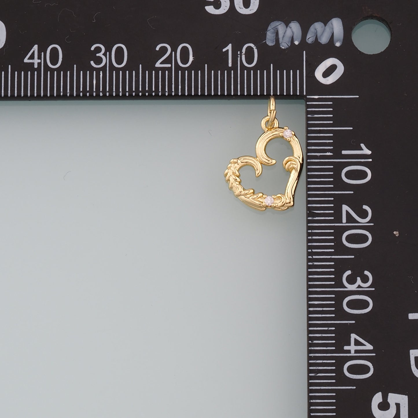 18K Gold Filled Heart Pendant,CZ Micro Pave Heart Charm Bracelet Necklace for DIY Jewelry Making Supply