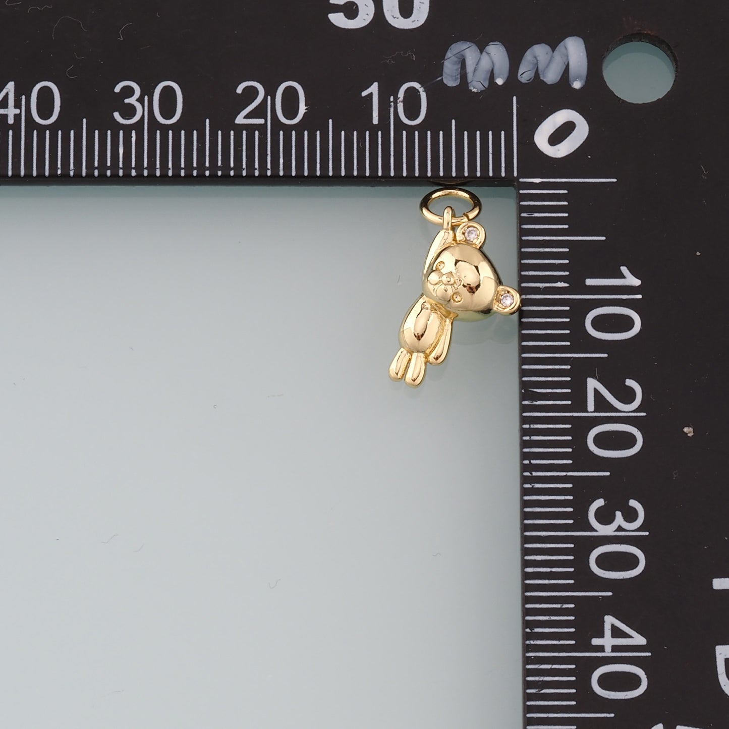 18K Gold Filled Bear Pendant,CZ Bear Charm Bracelet Necklace for DIY Jewelry Making Supply
