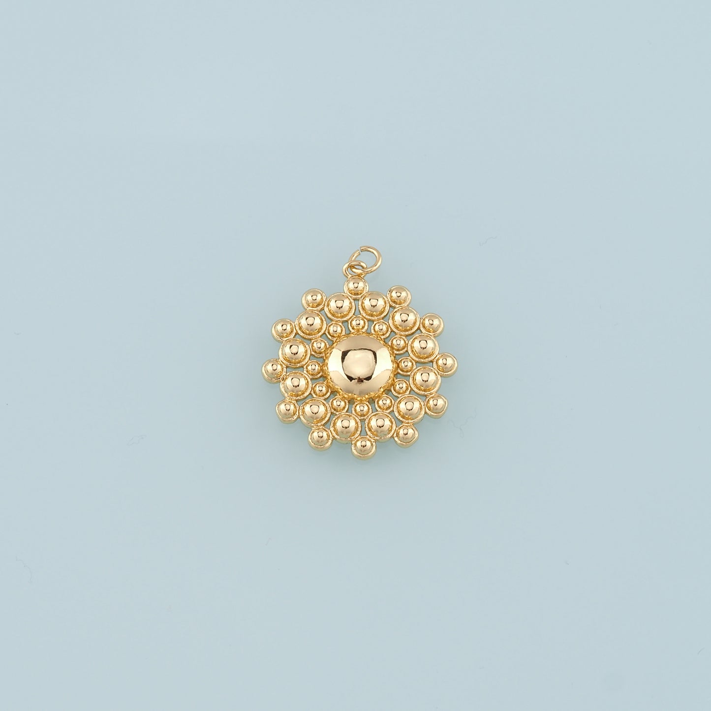 18K Gold Filled Round Pendant,Dainty Ball Charm Bracelet Necklace for DIY Jewelry Making Supply