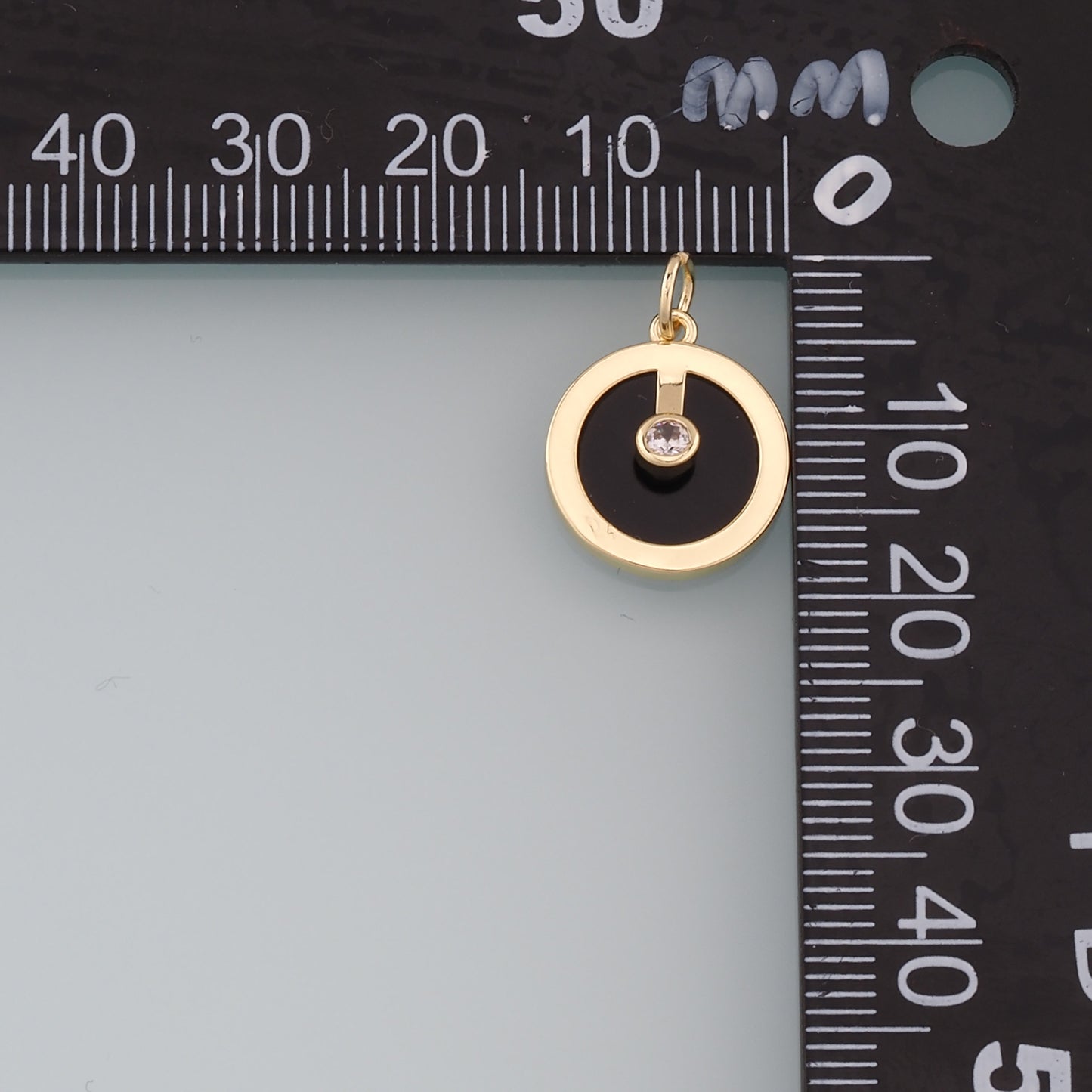 18K Gold Filled Round Pendant,Enamel Round Charm Bracelet Necklace for DIY Jewelry Making Supply