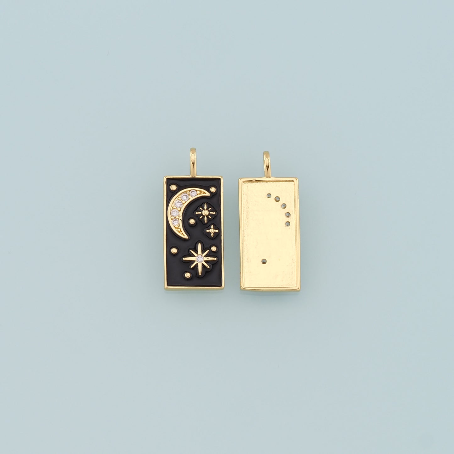 18K Gold Filled Star Moon Pendant,Enamel Celestial Charm Bracelet Necklace for DIY Jewelry Making Supply