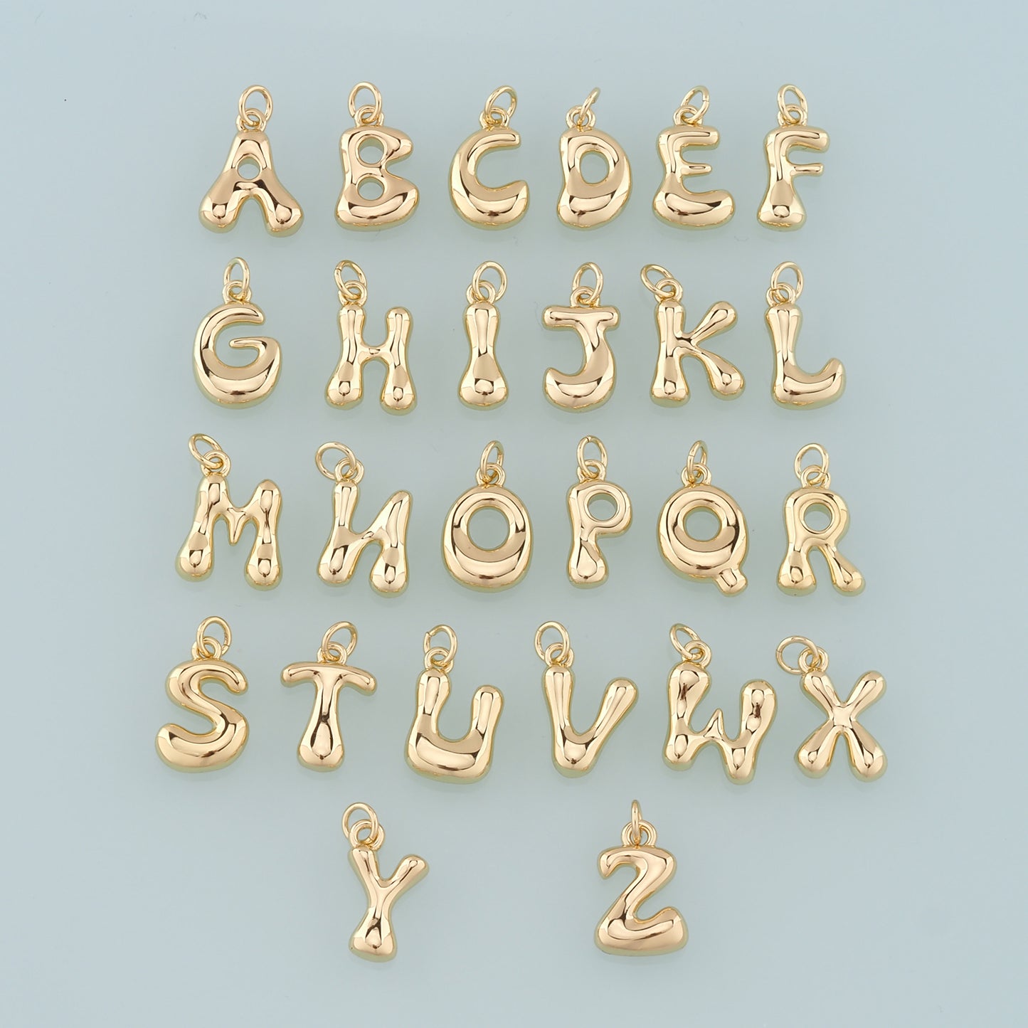 Gold letter Charms,18K Gold Filled letter Pendant,Initial Charm Bracelet Necklace for DIY Jewelry Making Supply