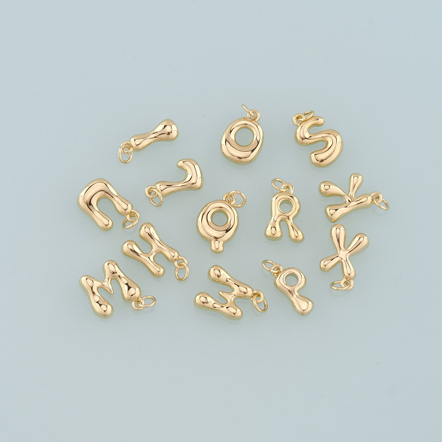 Gold letter Charms,18K Gold Filled letter Pendant,Initial Charm Bracelet Necklace for DIY Jewelry Making Supply