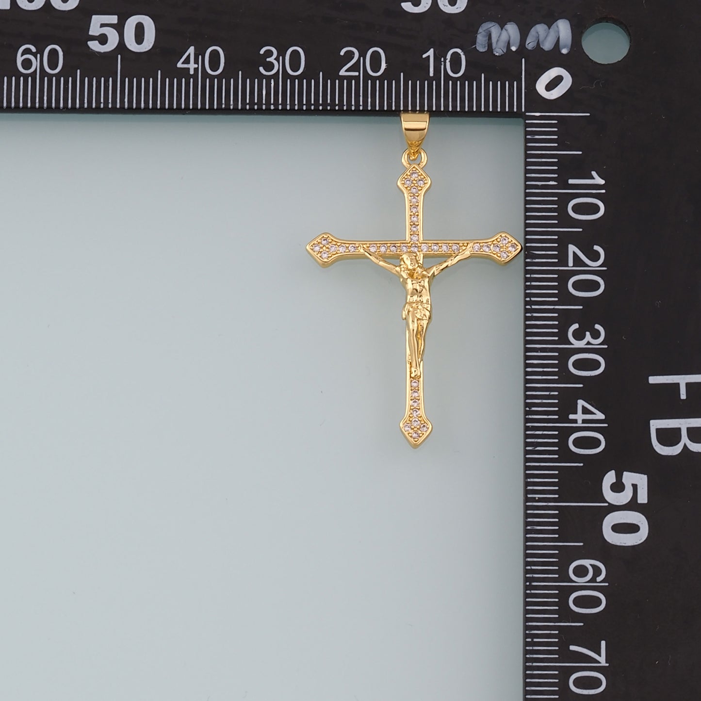 Gold Jesus Charms,18K Gold Filled Cross Pendant,CZ Micro Pave Religion Charm Bracelet Necklace for DIY Jewelry Making Supply