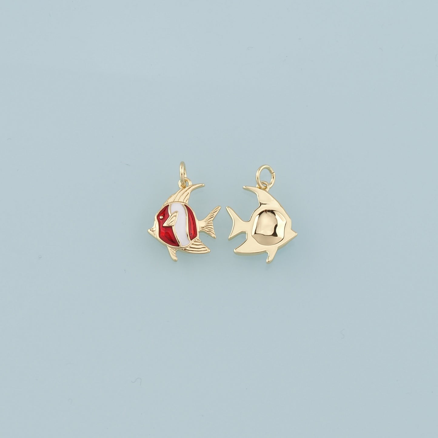 18K Gold Filled Fish Pendant,Enamel Tropical Fish Charm Bracelet Necklace for DIY Jewelry Making Supply