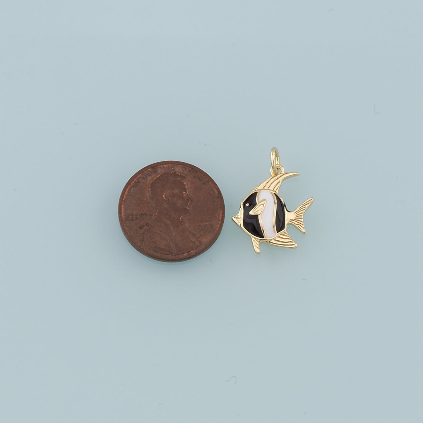 18K Gold Filled Fish Pendant,Enamel Tropical Fish Charm Bracelet Necklace for DIY Jewelry Making Supply