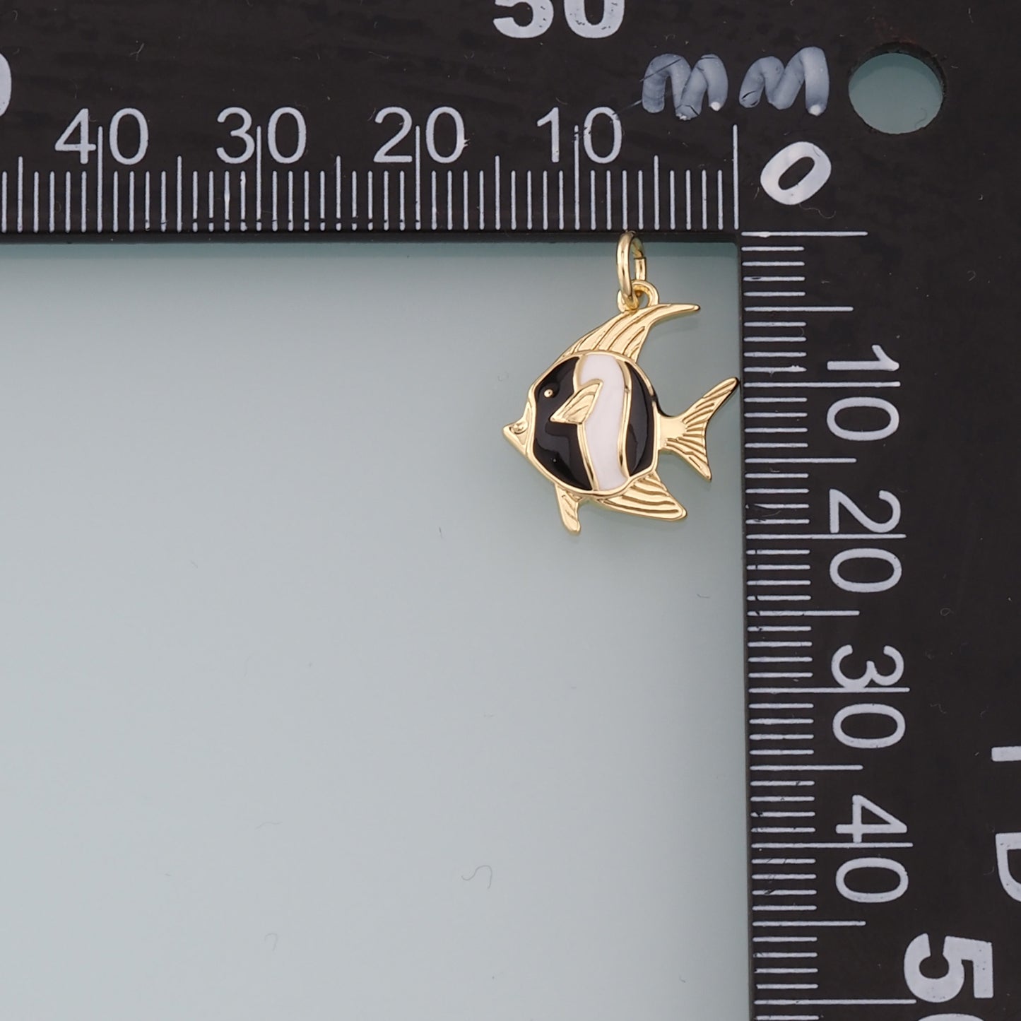 18K Gold Filled Fish Pendant,Enamel Tropical Fish Charm Bracelet Necklace for DIY Jewelry Making Supply