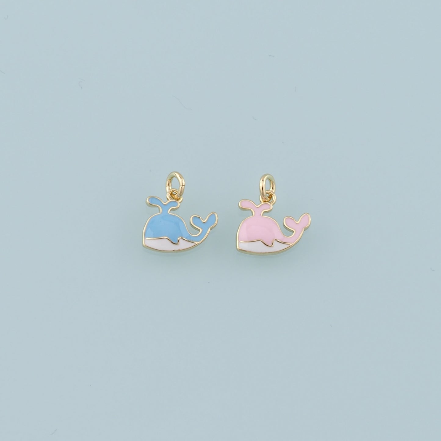 18K Gold Filled Whale Pendant,Enamel Whale Charm Bracelet Necklace for DIY Jewelry Making Supply