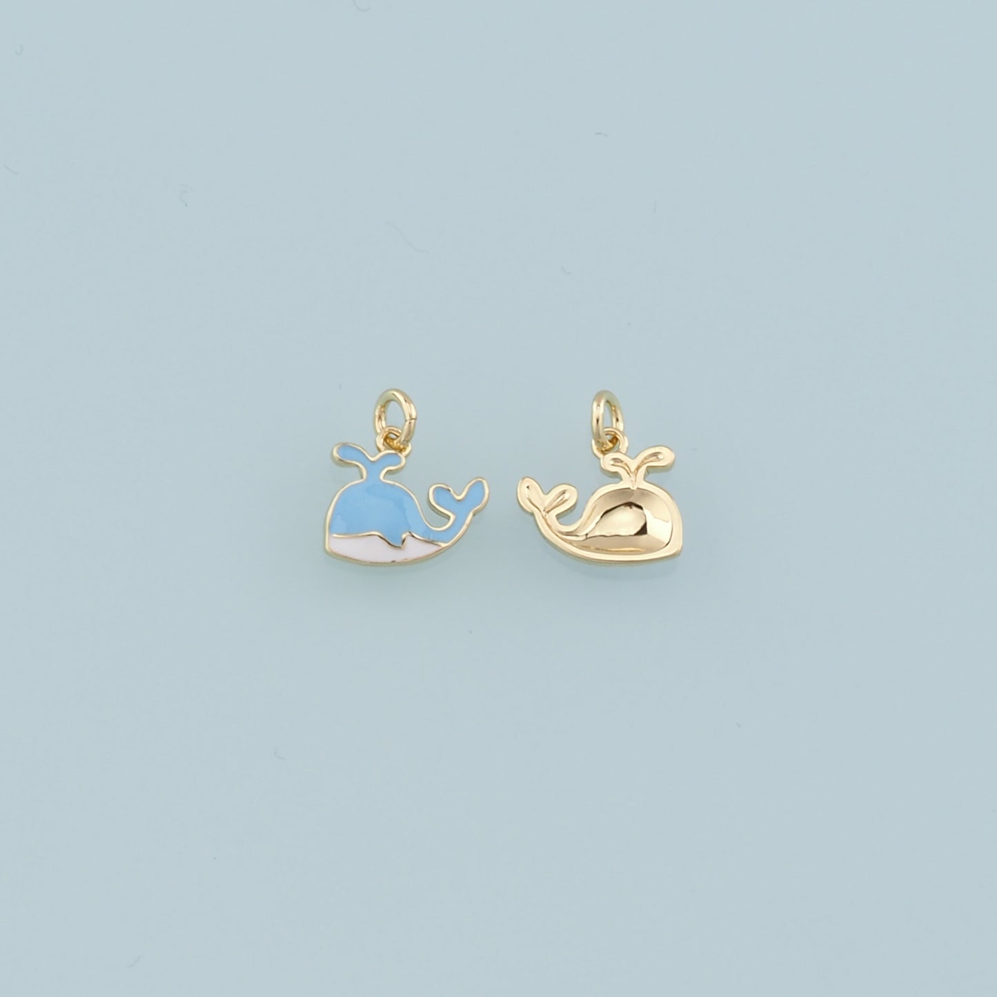 18K Gold Filled Whale Pendant,Enamel Whale Charm Bracelet Necklace for DIY Jewelry Making Supply