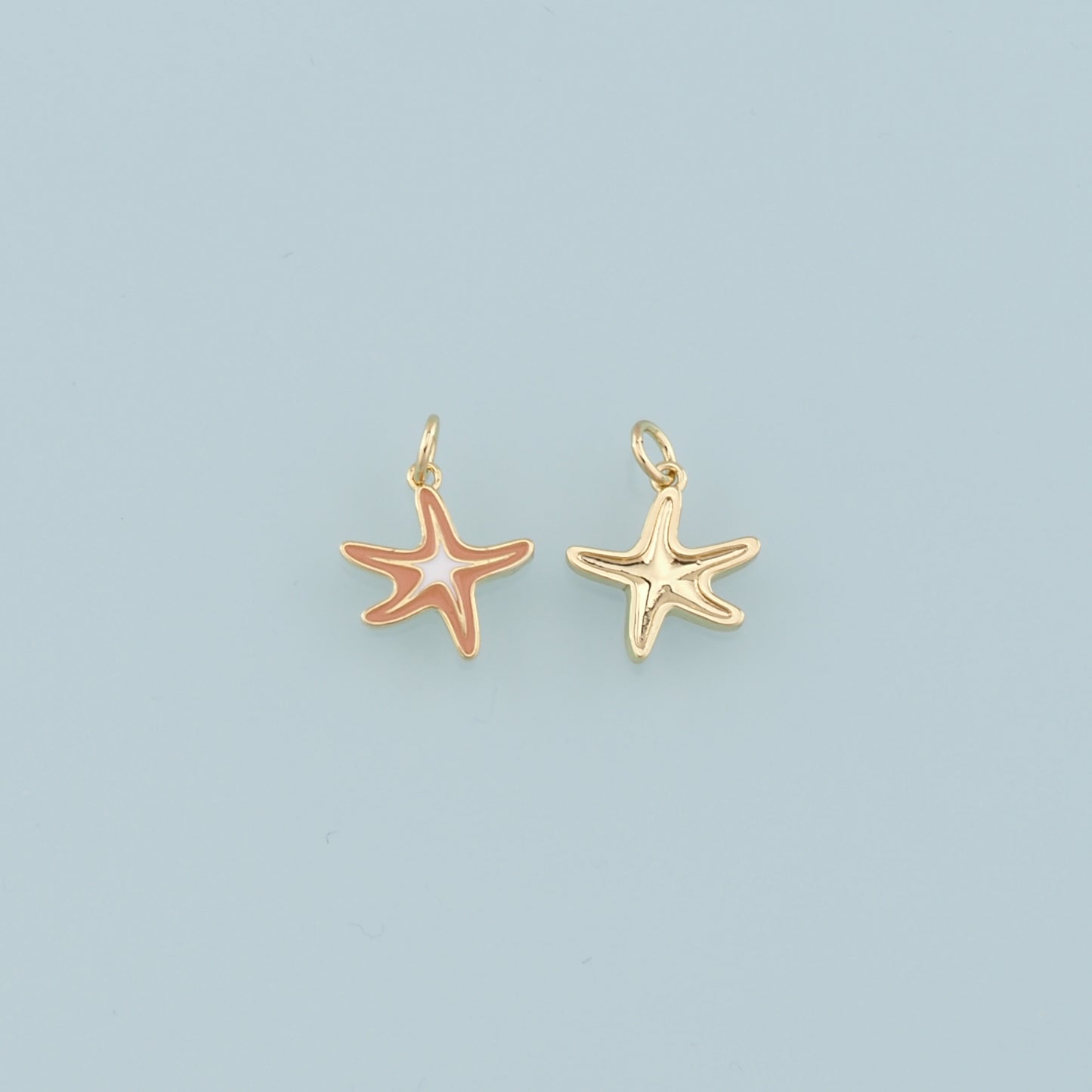 18K Gold Filled Starfish Pendant,Enamel Starfish Charm Bracelet Necklace for DIY Jewelry Making Supply