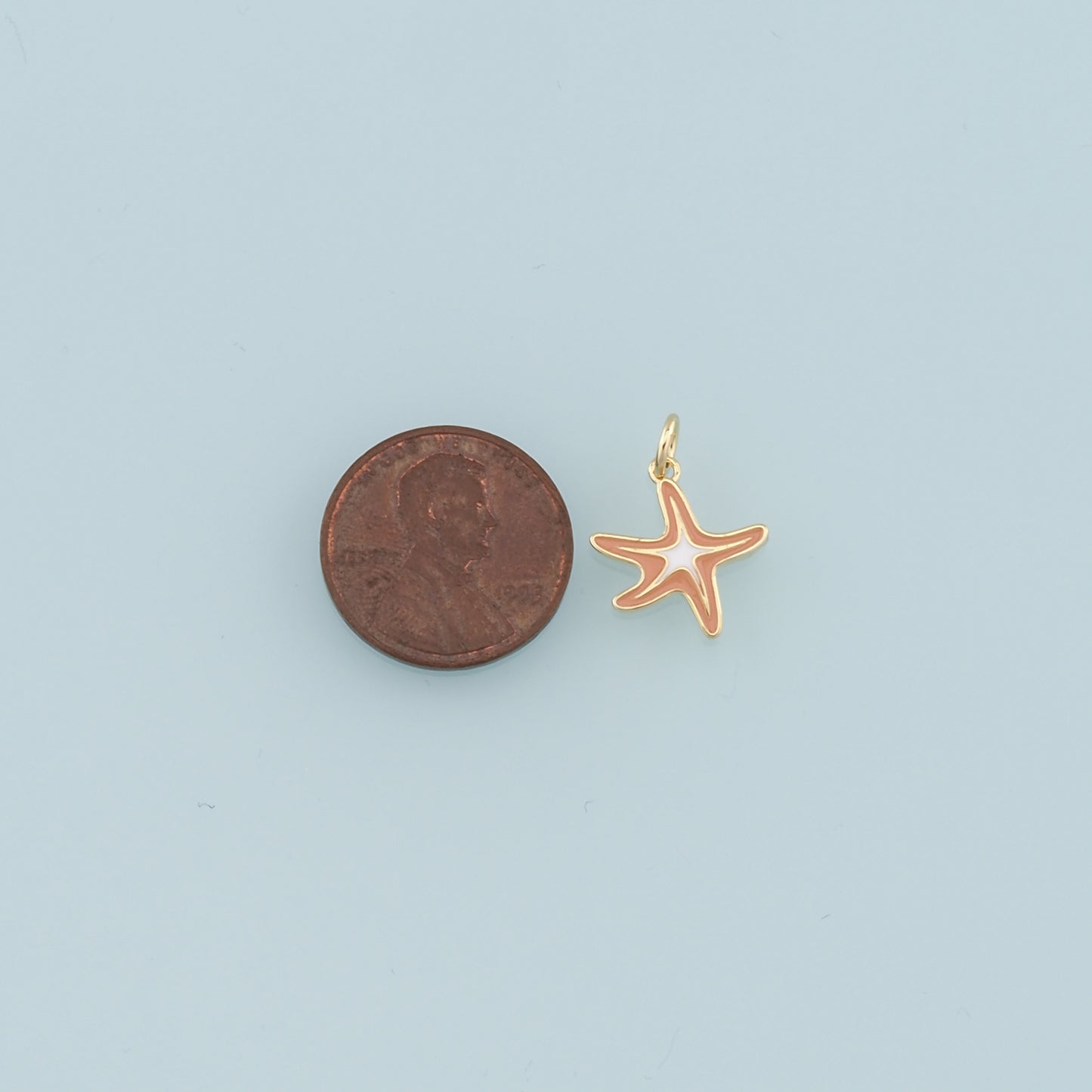 18K Gold Filled Starfish Pendant,Enamel Starfish Charm Bracelet Necklace for DIY Jewelry Making Supply