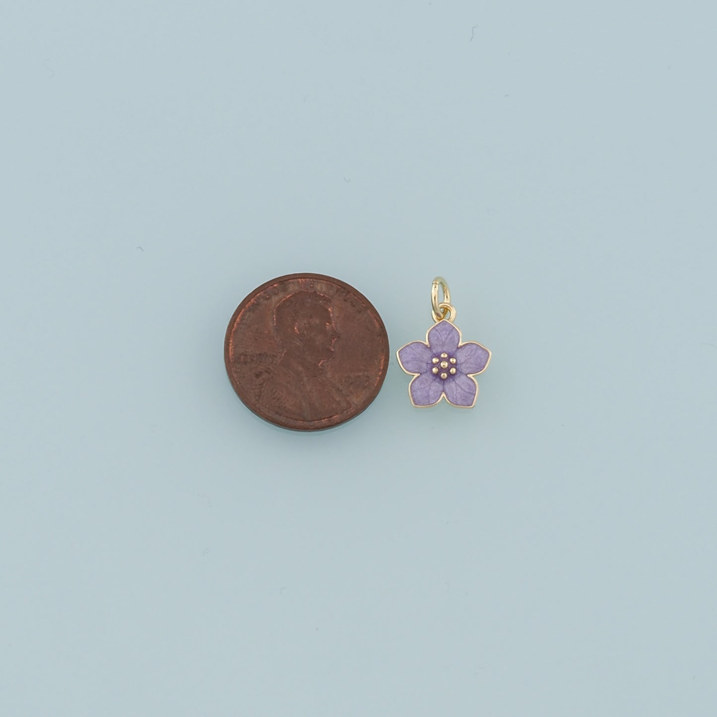 18K Gold Filled Flower Pendant,Enamel Flower Charm Bracelet Necklace for DIY Jewelry Making Supply