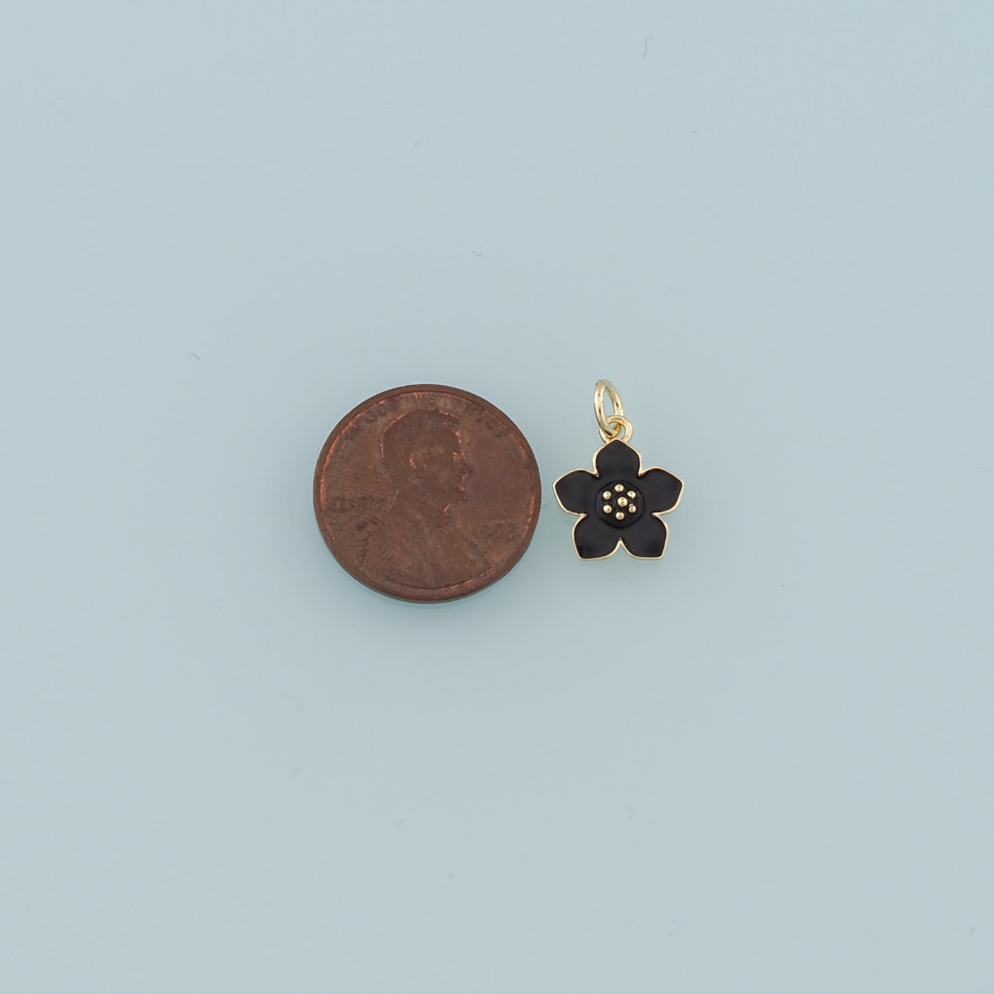 18K Gold Filled Flower Pendant,Enamel Flower Charm Bracelet Necklace for DIY Jewelry Making Supply