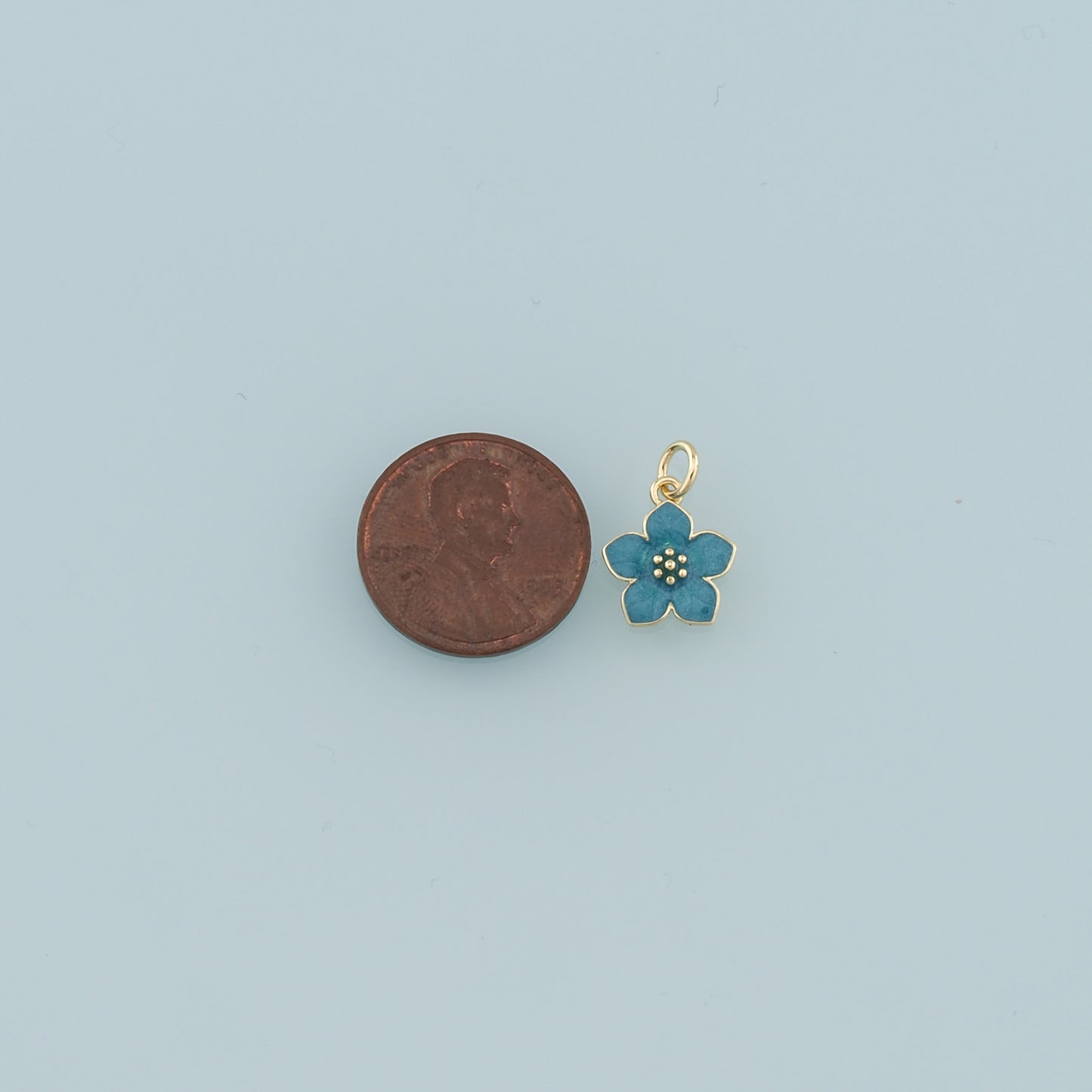 18K Gold Filled Flower Pendant,Enamel Flower Charm Bracelet Necklace for DIY Jewelry Making Supply