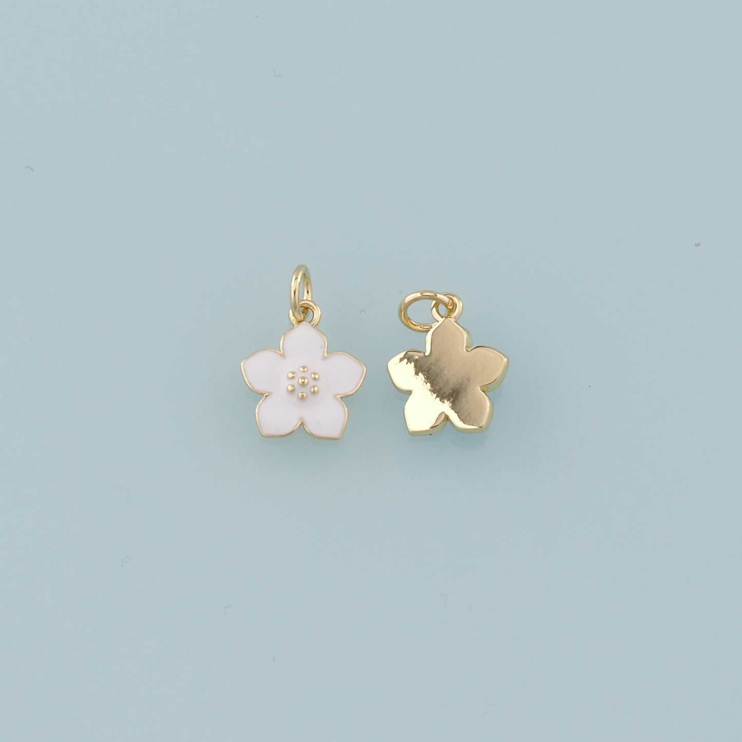 18K Gold Filled Flower Pendant,Enamel Flower Charm Bracelet Necklace for DIY Jewelry Making Supply