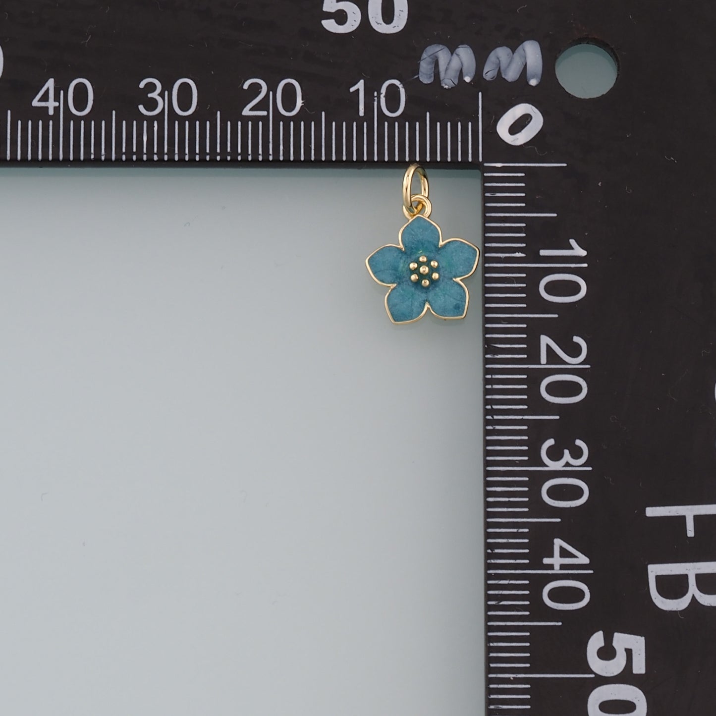 18K Gold Filled Flower Pendant,Enamel Flower Charm Bracelet Necklace for DIY Jewelry Making Supply