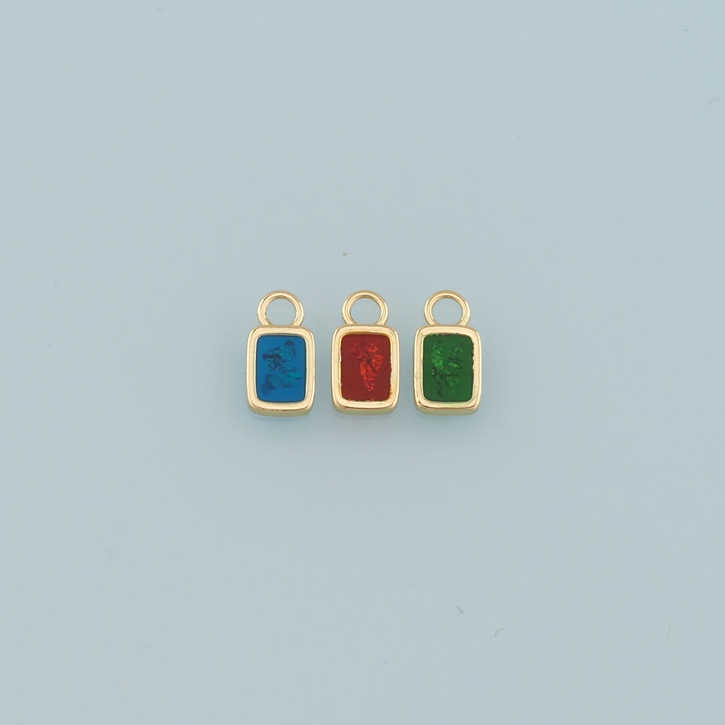 18K Gold Filled Rectangle Pendant,Enamel Rectangle Charm Bracelet Necklace for DIY Jewelry Making Supply