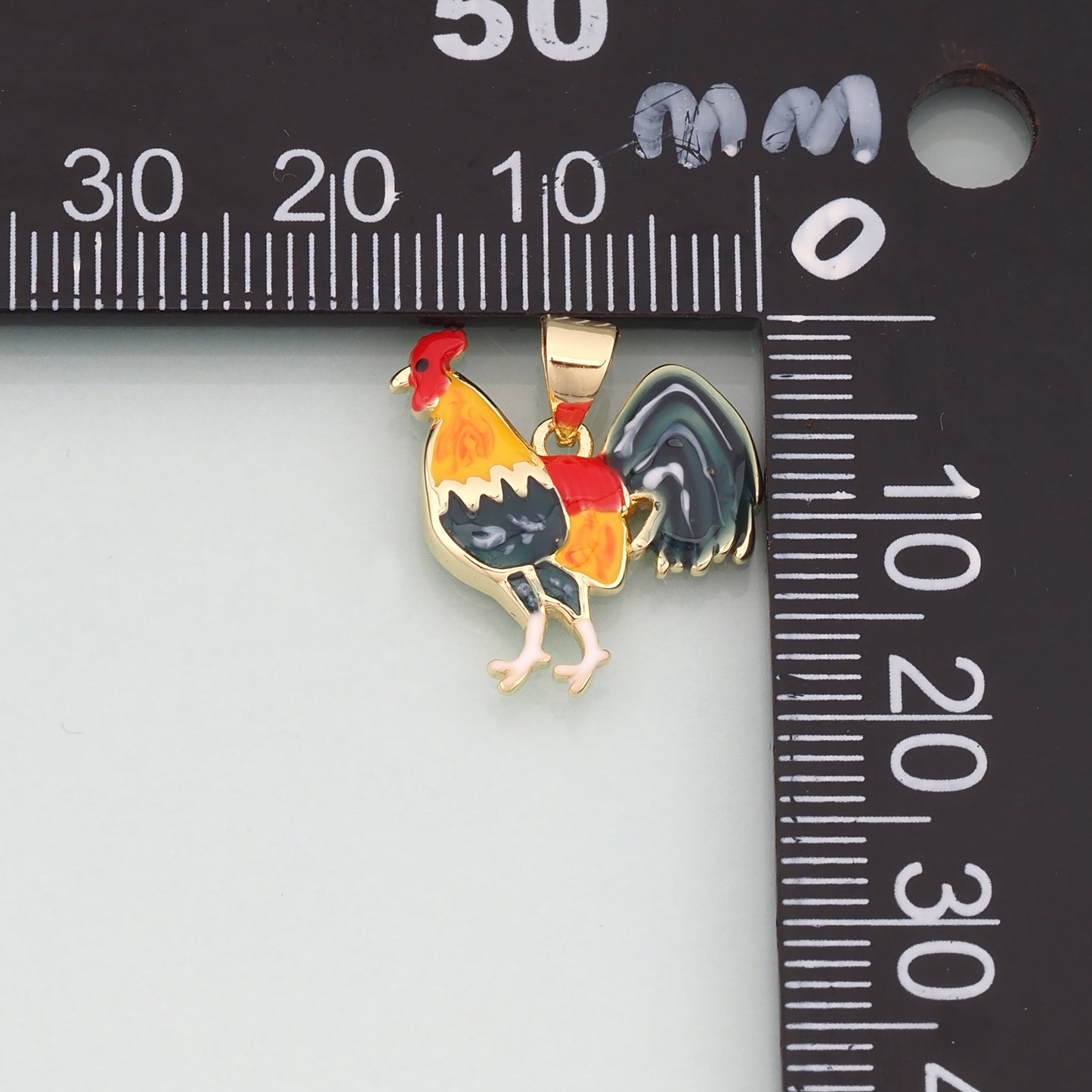 Gold Rooster Charms,18K Gold Filled Rooster Pendant,Enamel Animal Charm Bracelet Necklace for DIY Jewelry Making Supply