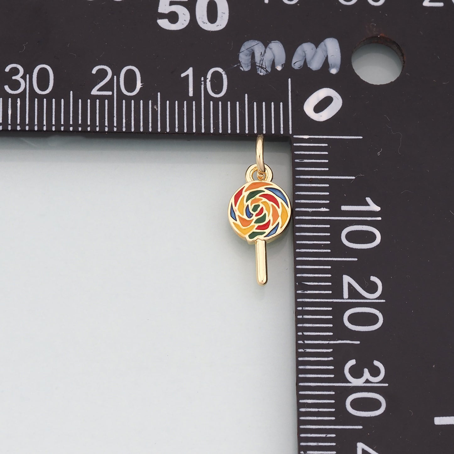 18K Gold Filled Lollipop Pendant,Enamel Candy Charm Bracelet Necklace for DIY Jewelry Making Supply