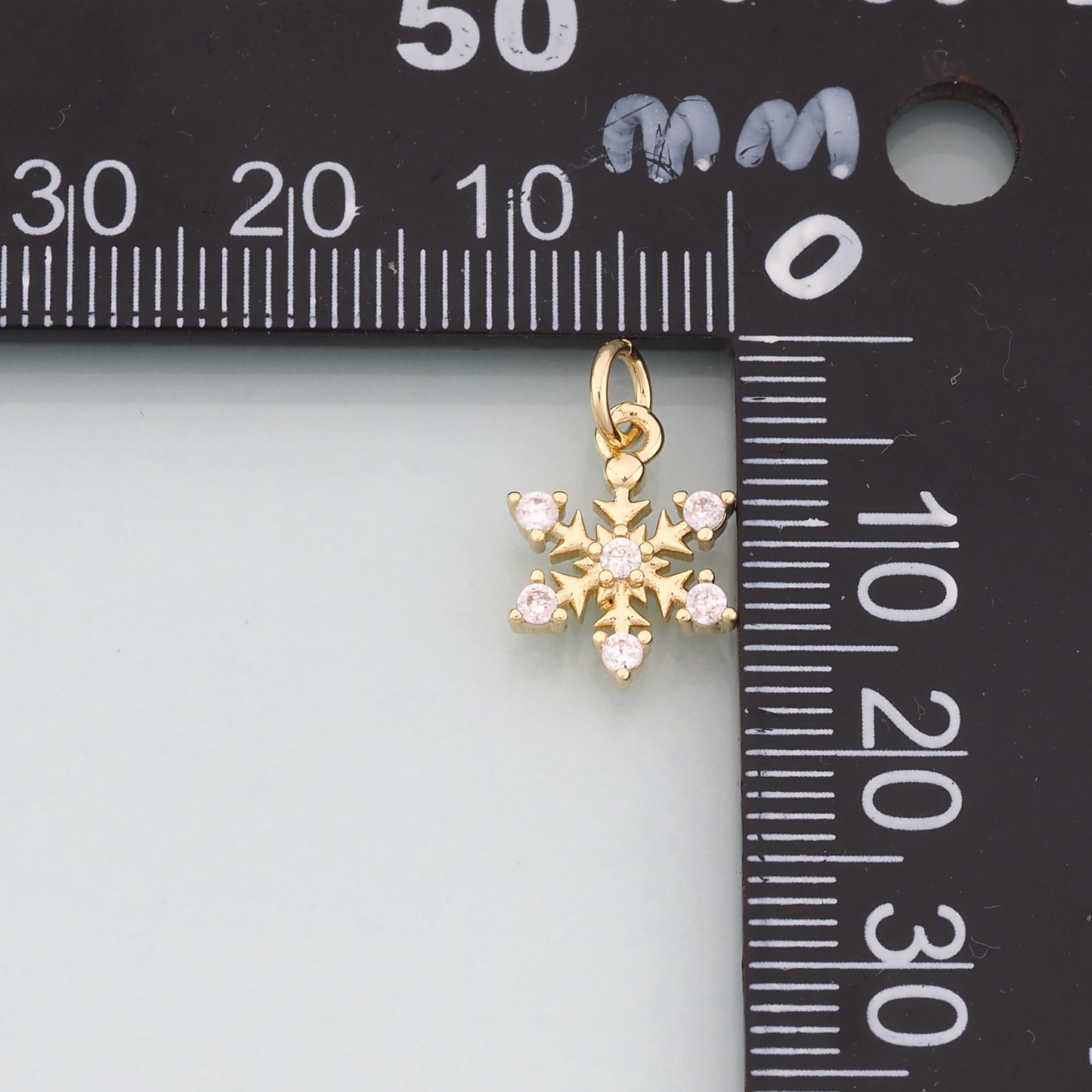 Gold Christmas Charms,18K Gold Filled CZ Micro Pave Christmas snowflake Pendant Charm Bracelet Necklace for DIY Jewelry Making Supply