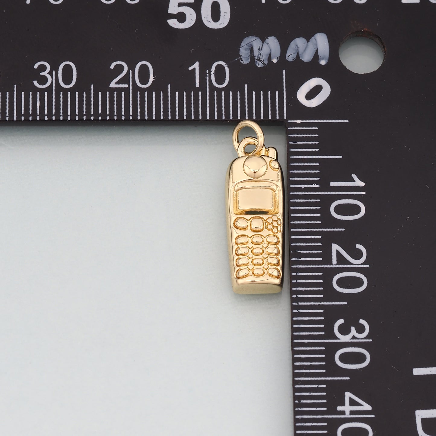 18K Gold Filled Telephone Pendant,Dainty Telephone Charm Bracelet Necklace for DIY Jewelry Making Supply